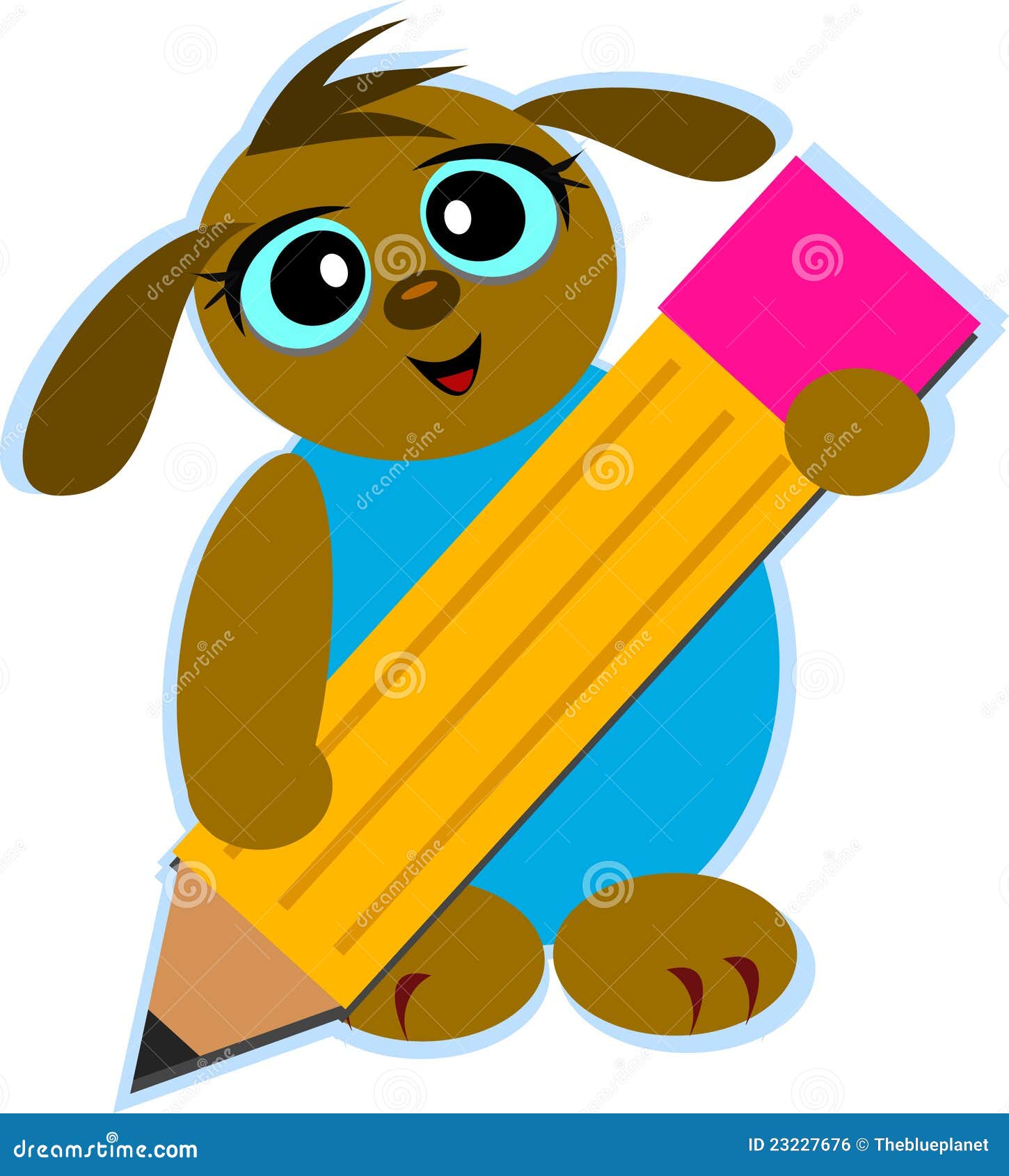Cute Dog Holds a Pencil stock vector. Illustration of clip 23227676