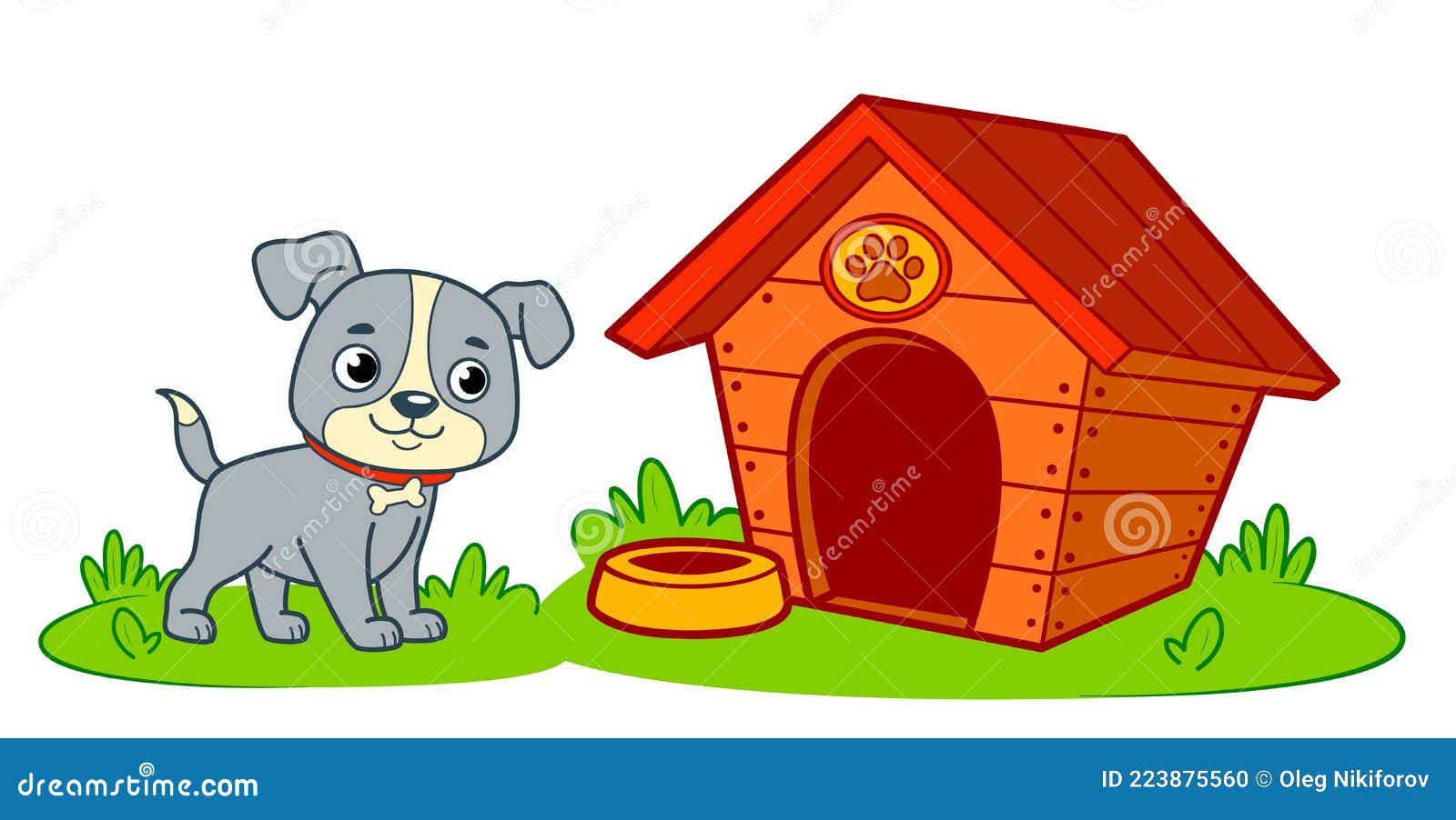 Cute Dog House Cartoon. Dog Kennel Clipart Stock Vector - Illustration of  clipart, kennel: 223875560