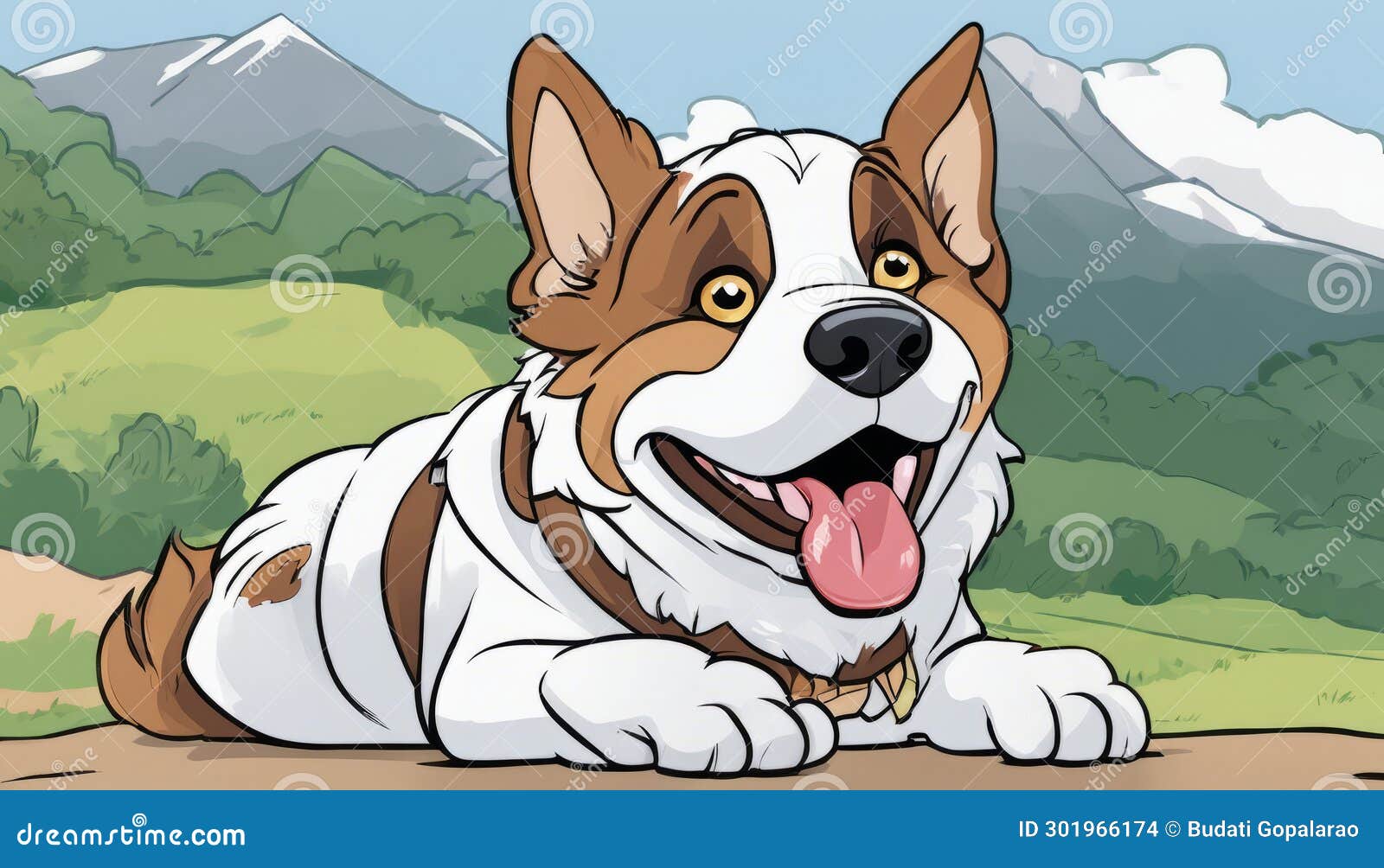 A Cute Dog with a Panting Tongue Stock Illustration - Illustration of ...
