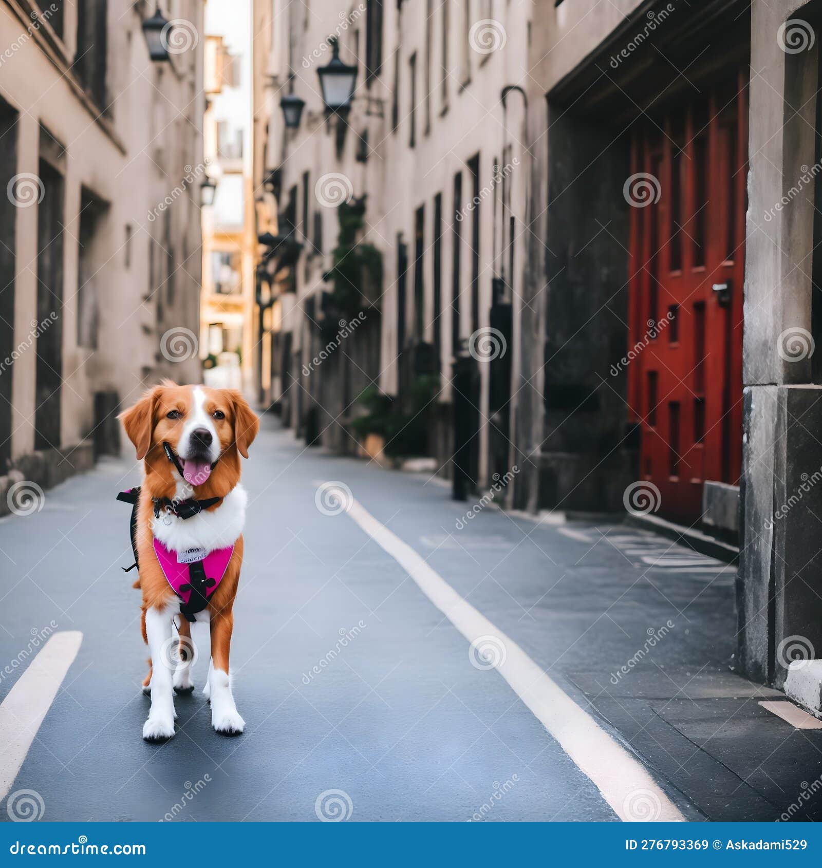 Cute Dog Roaming the Streets Stock Illustration Illustration of