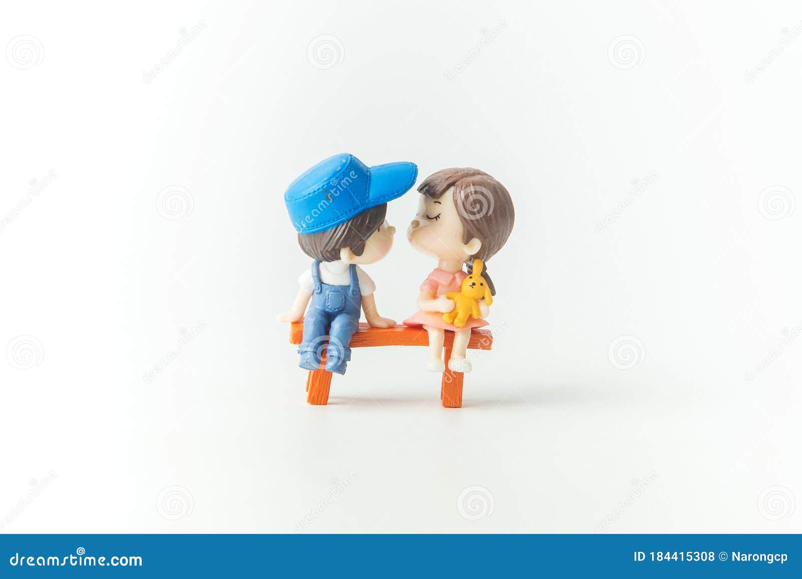 Mini Cute Doll of Couple Little Boy and Little Girl about To Kiss ...
