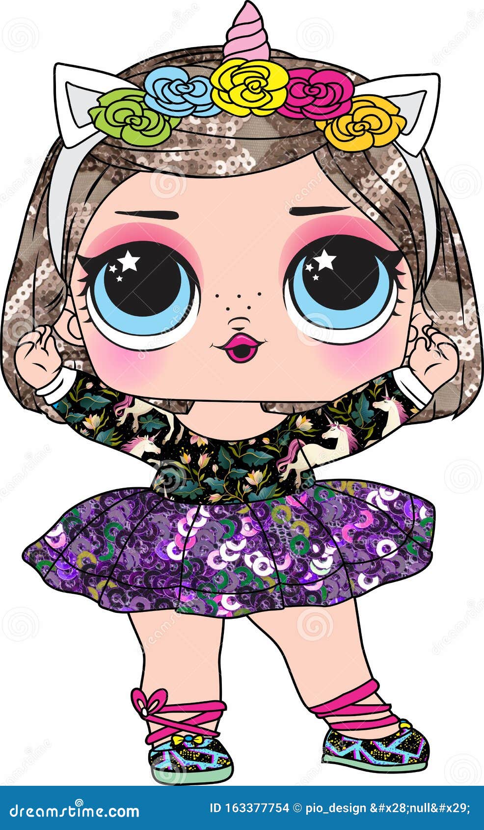 Cute doll lol surprise stock vector. Illustration of cute - 163377754
