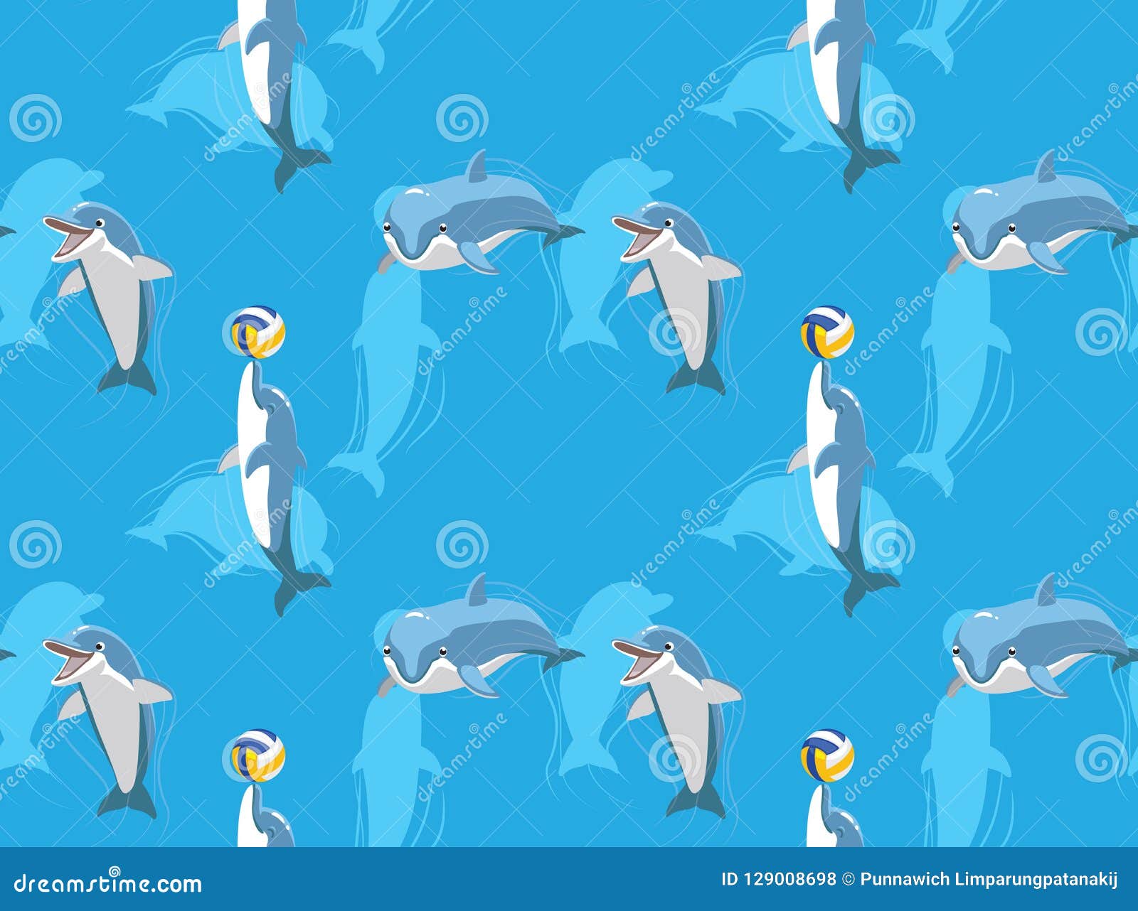 Cute Dolphin Playing Ball Cartoon Background Seamless Wallpaper Stock  Vector - Illustration of smile, mammal: 129008698