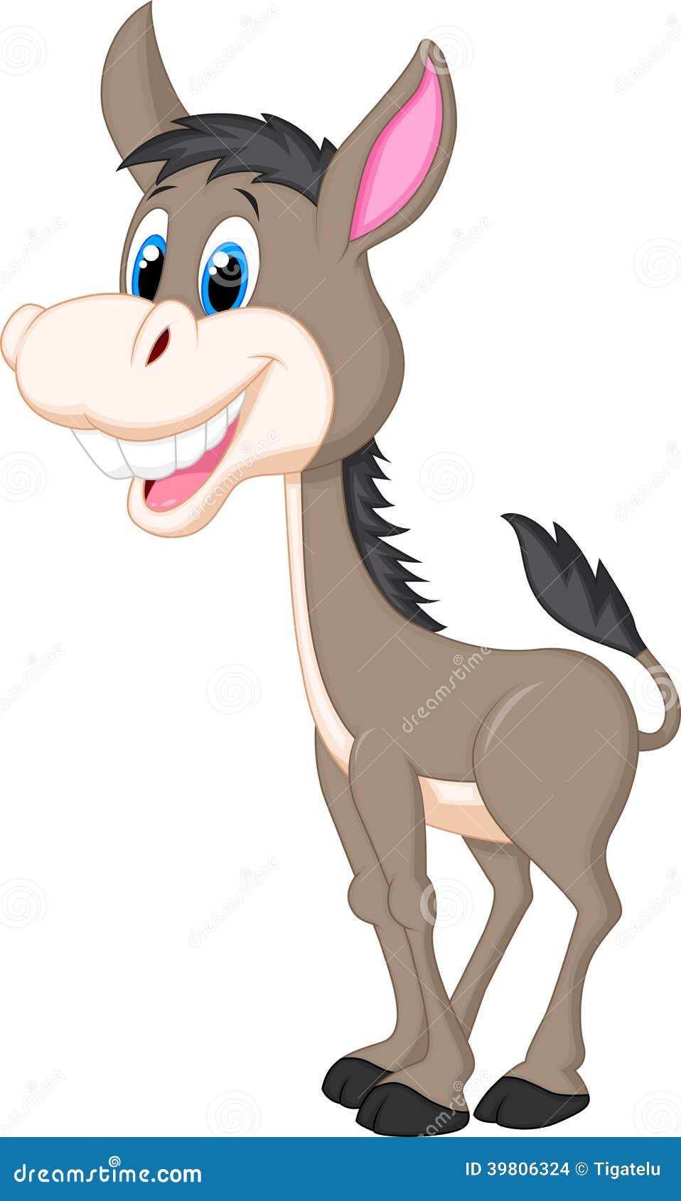 Cute Donkey Kawaii Cartoon Vector Character. Adorable And Funny Animal ...