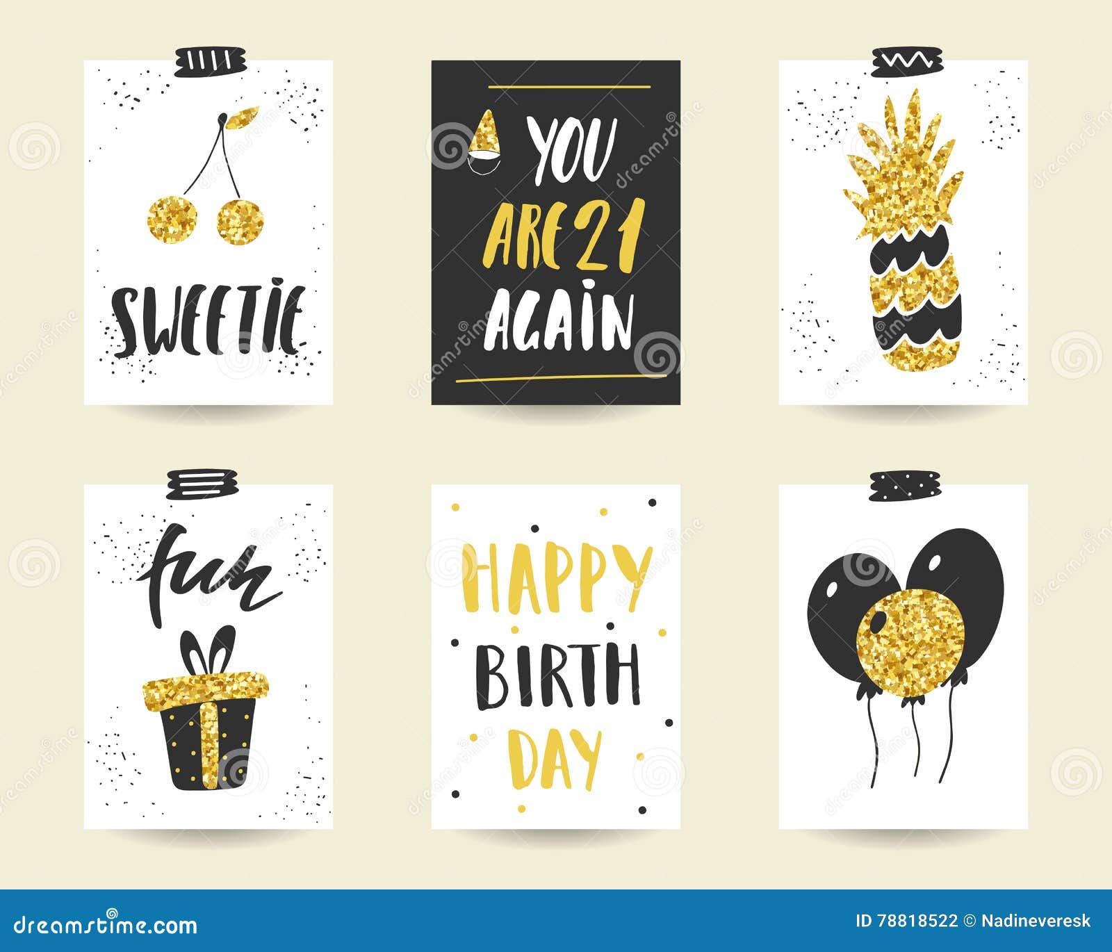 cute doodle black and gold birthday cards stock vector black gold birthday invitations