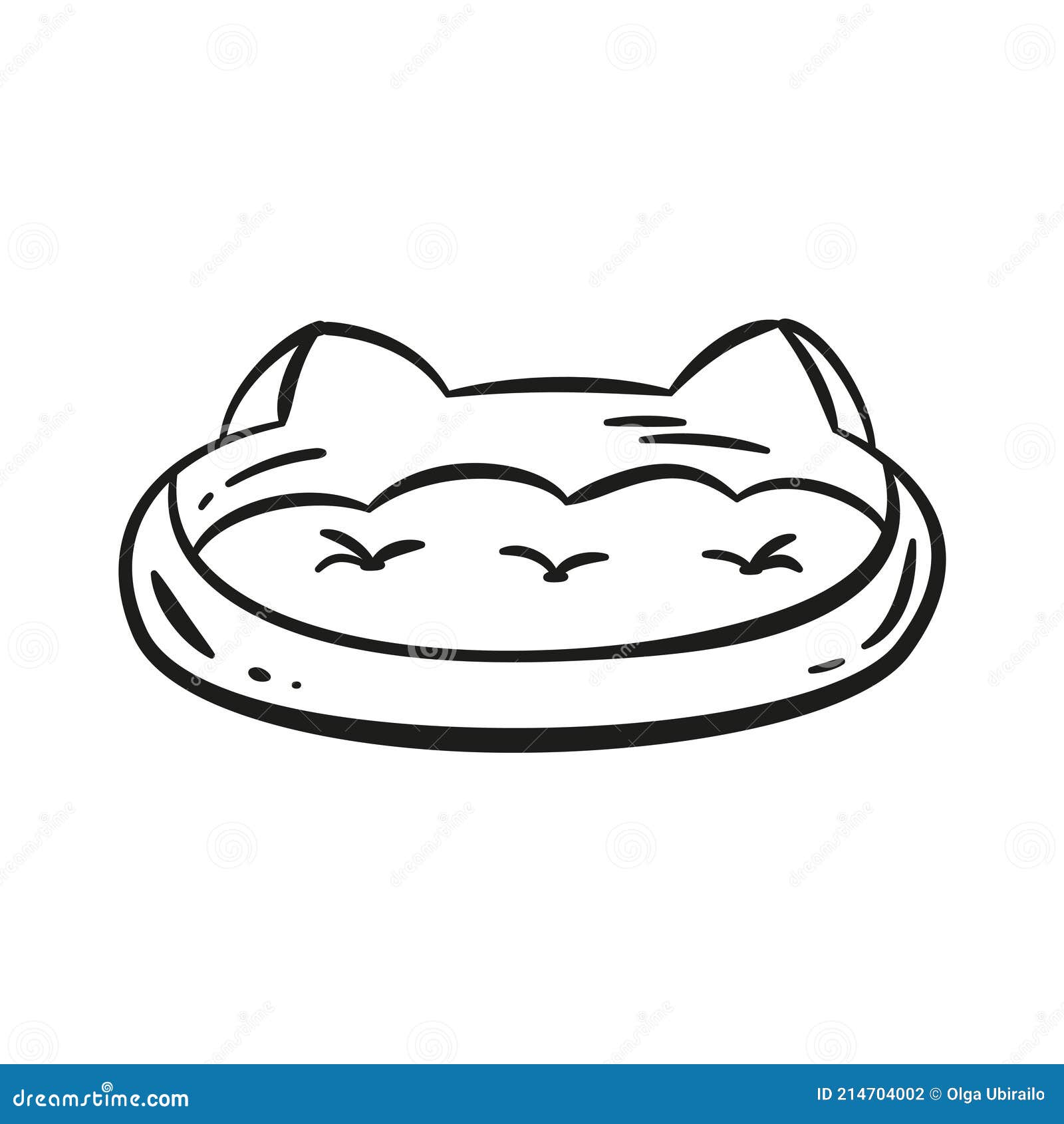 Cute Doodle Cat Bed. Hand Drawn Line Vector Illustration Stock Vector -  Illustration Of Drawing, Outline: 214704002