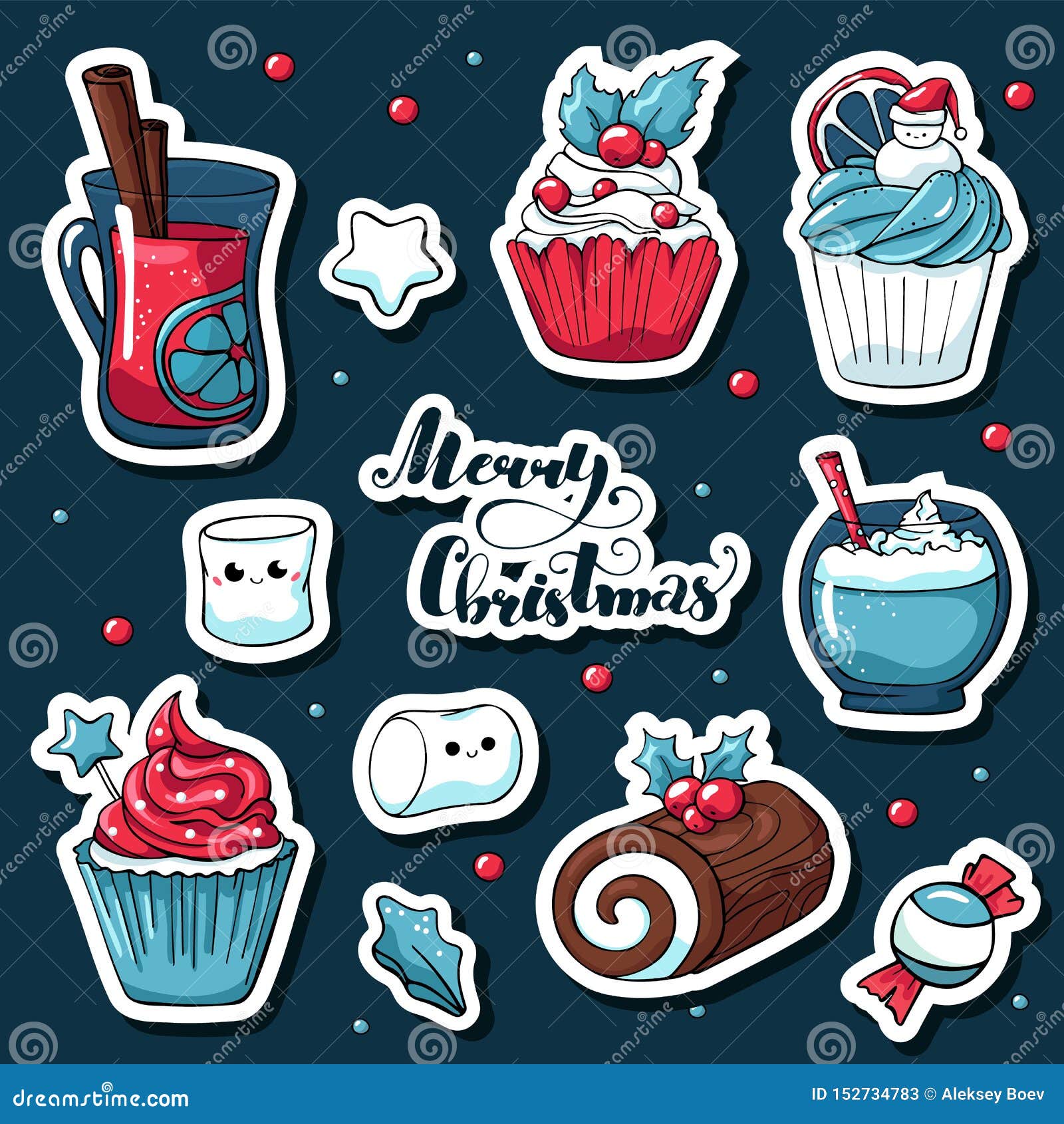 Christmas cupcake stickers, Christmas sweets stickers By ArtFM