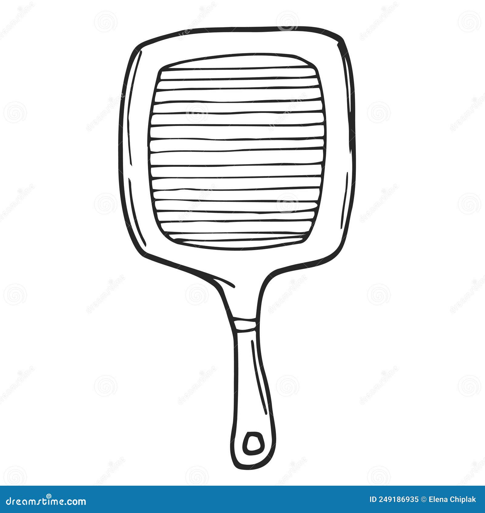 Cute Doodle on the Theme of the Kitchen. Grill Pan. Handdrawn Vector