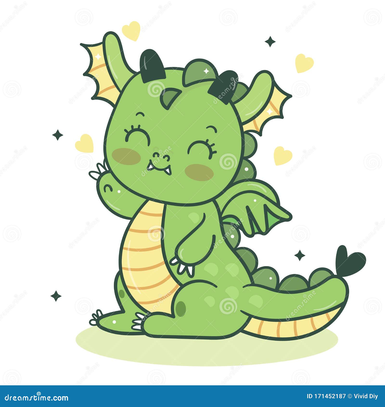 Cute Dragon Cartoon, Kawaii Vector Dino Character: Princess Series Girly  Doodles Fairytale  Perfect Stock Vector - Illustration of  children, beautiful: 171452187