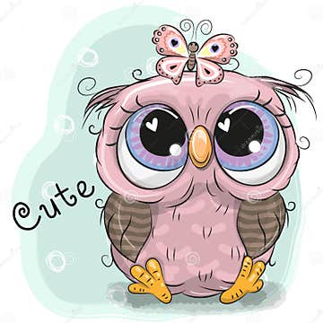 Cute Owl Girl Isolated on a Blue Background Stock Vector - Illustration ...