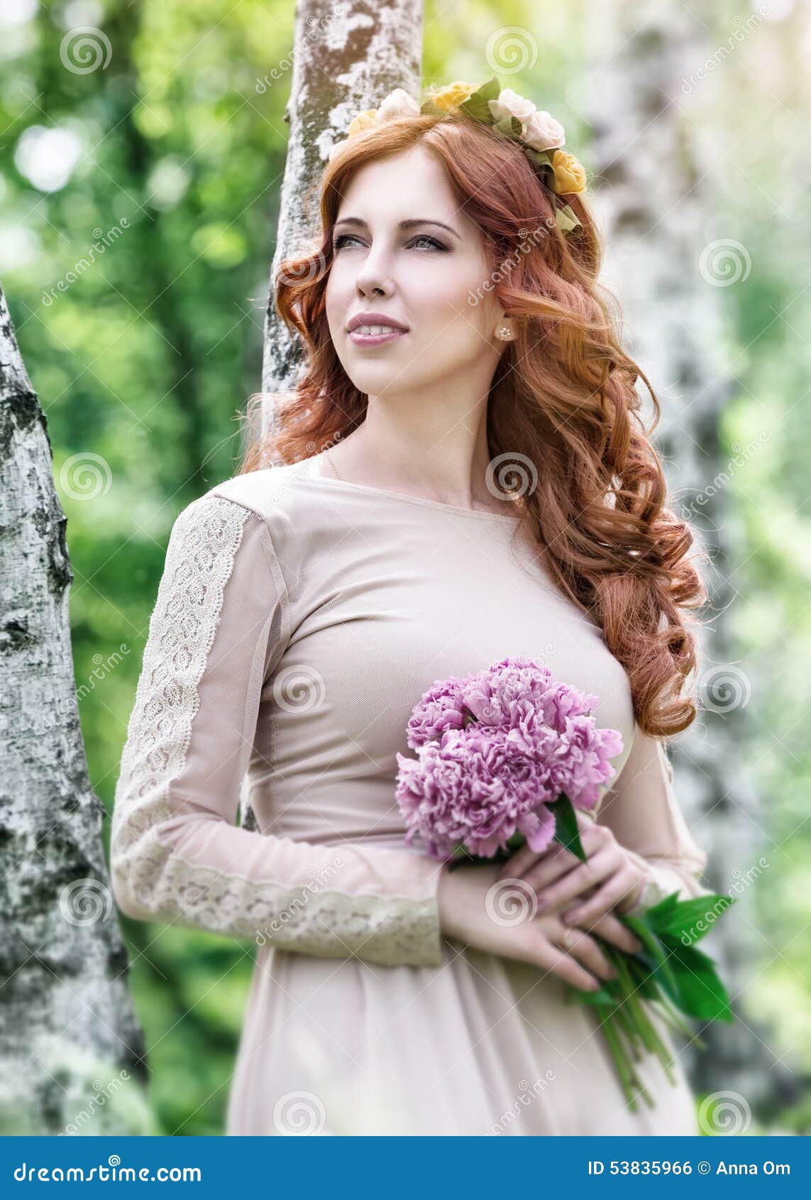 Cute dreamy bride stock photo. Image of outdoor, model - 53835966