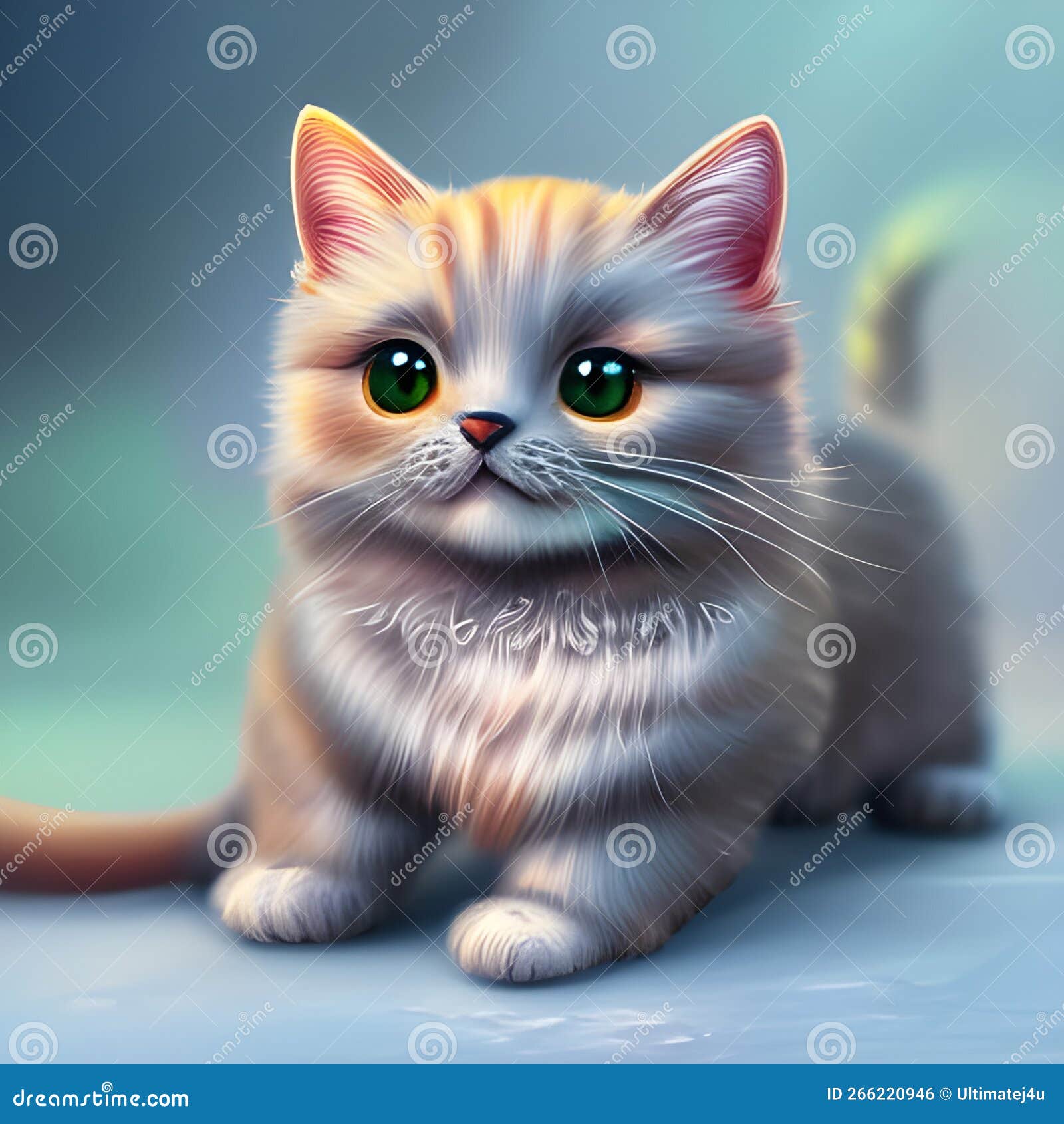 Neon rainbow anime kawaii cat Stock Illustration