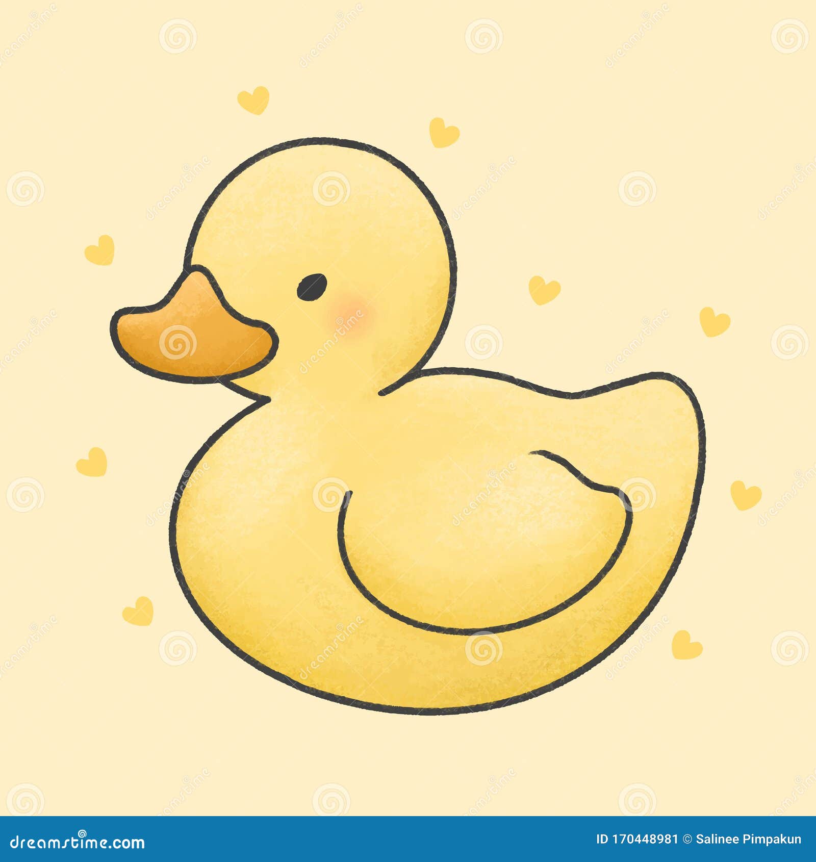 Cute Duck Cartoon Hand Drawn Style Stock Illustration - Illustration of  bird, lovely: 170448981