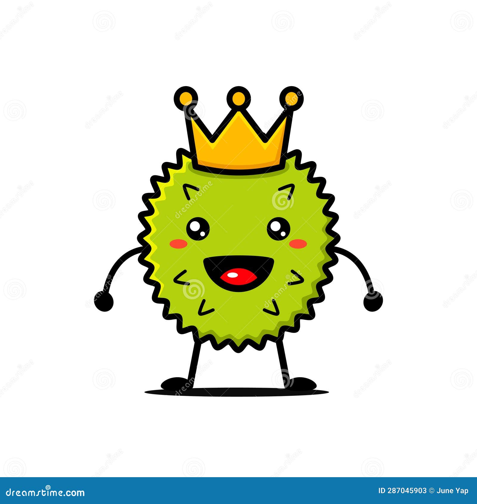 Cute Durian Fruit King Cartoon Character Stock Vector Illustration of