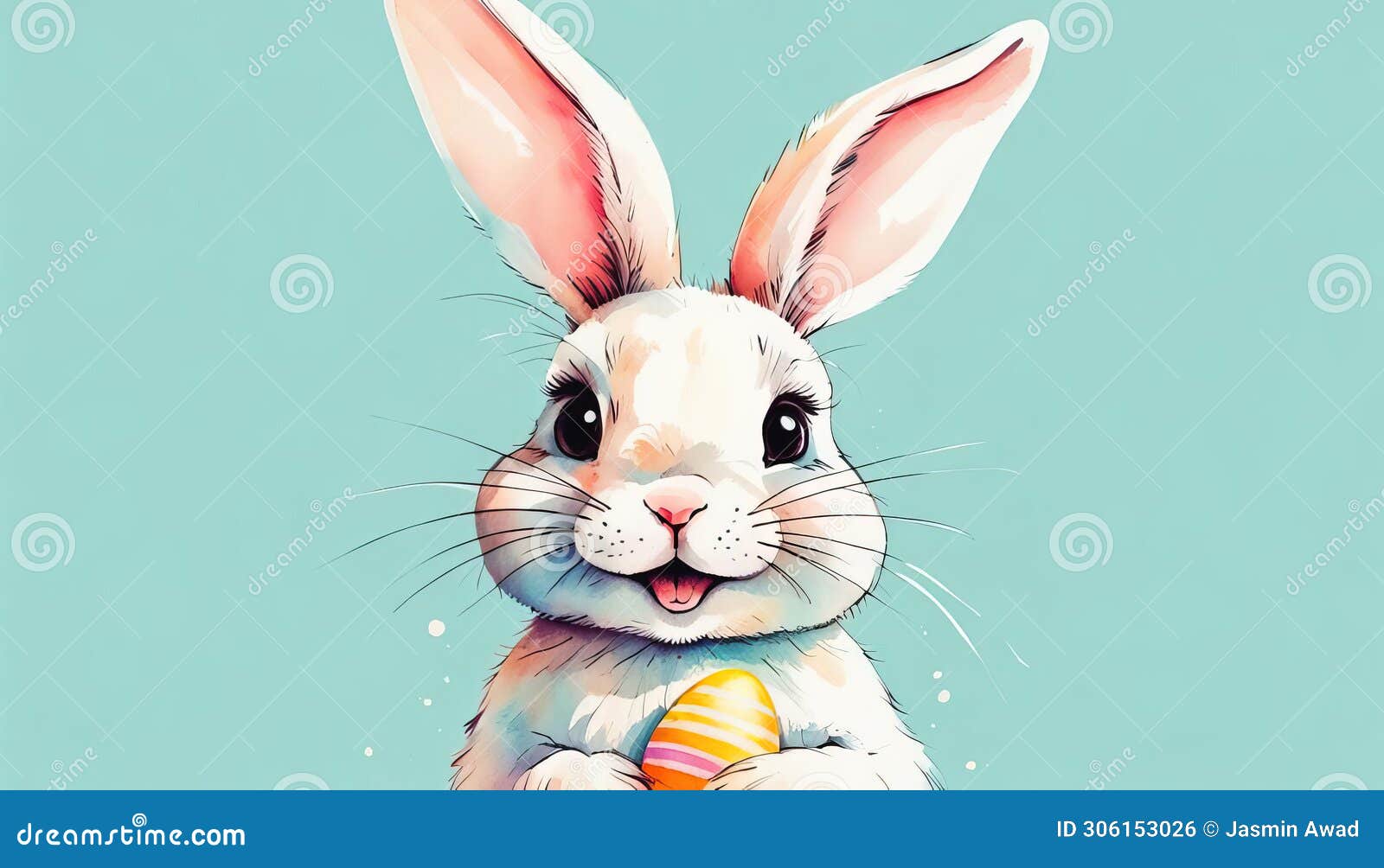 cute easter bunny with copy space digital art 