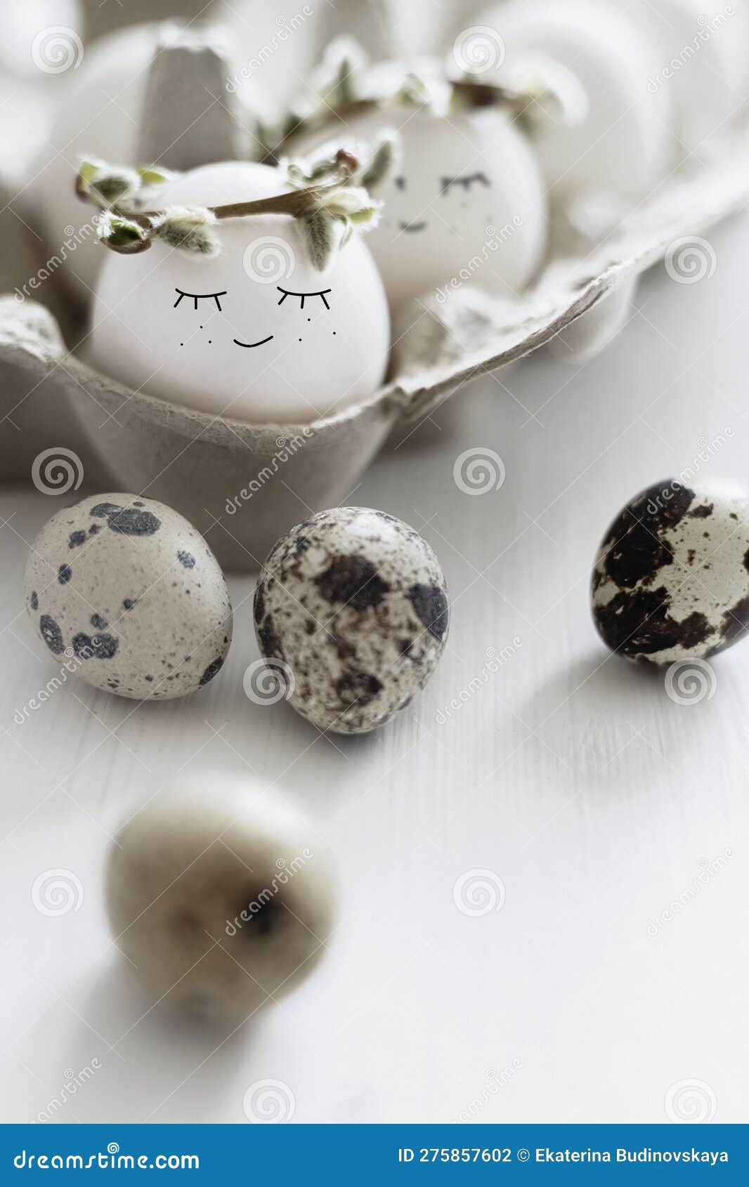 Cute Easter Eggs with Funny Faces Stock Photo Image of food
