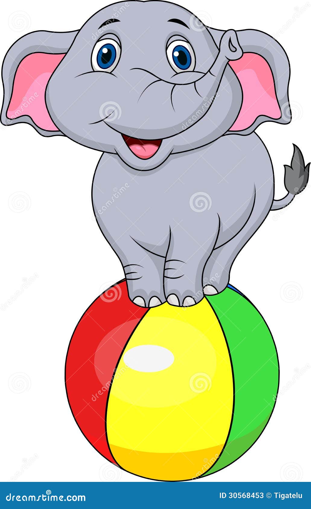Cute Elephant Cartoon Standing on a Colorful Ball Stock Vector ...