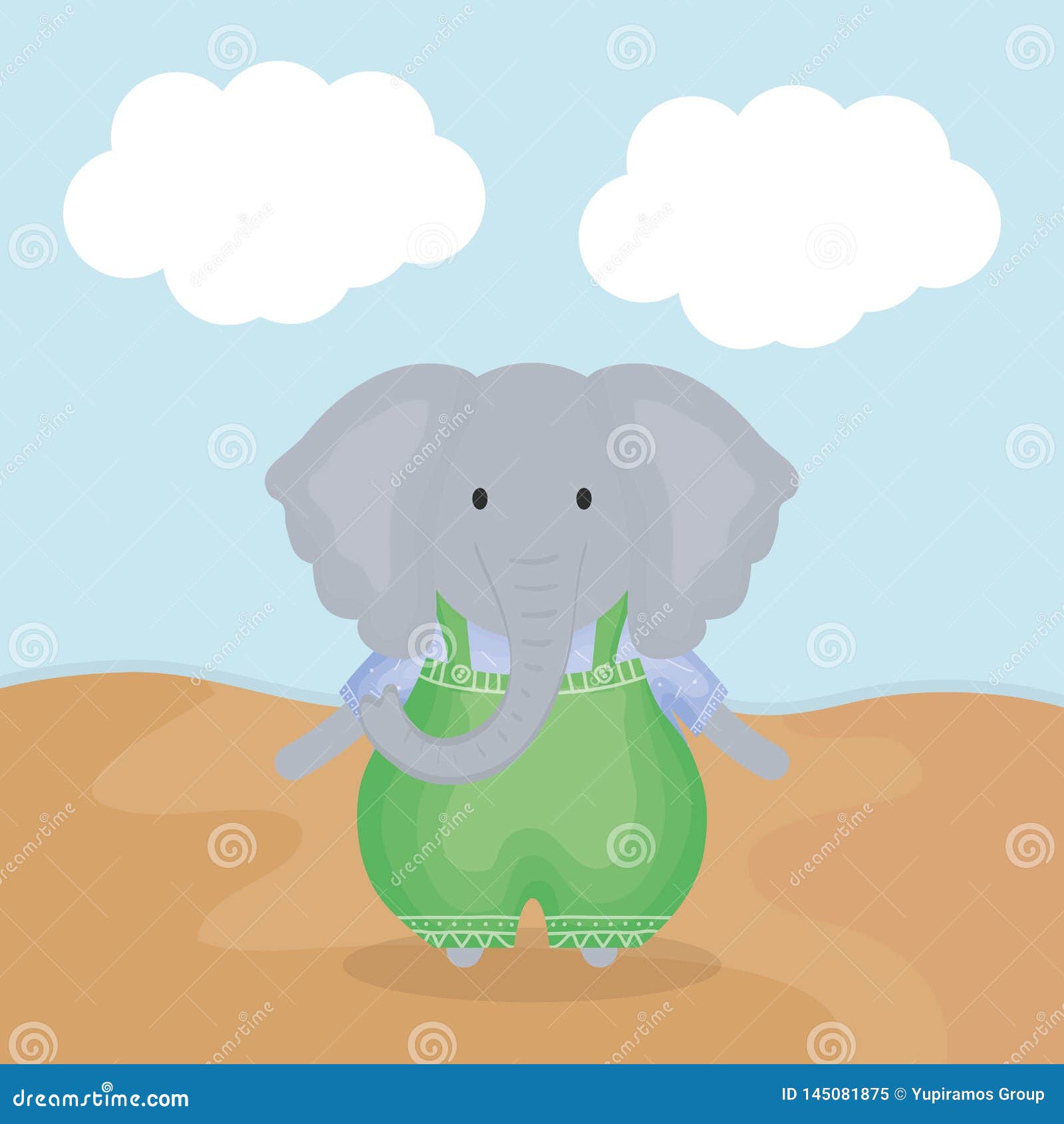 Cute Elephant with Clothes Character Stock Vector - Illustration of ...