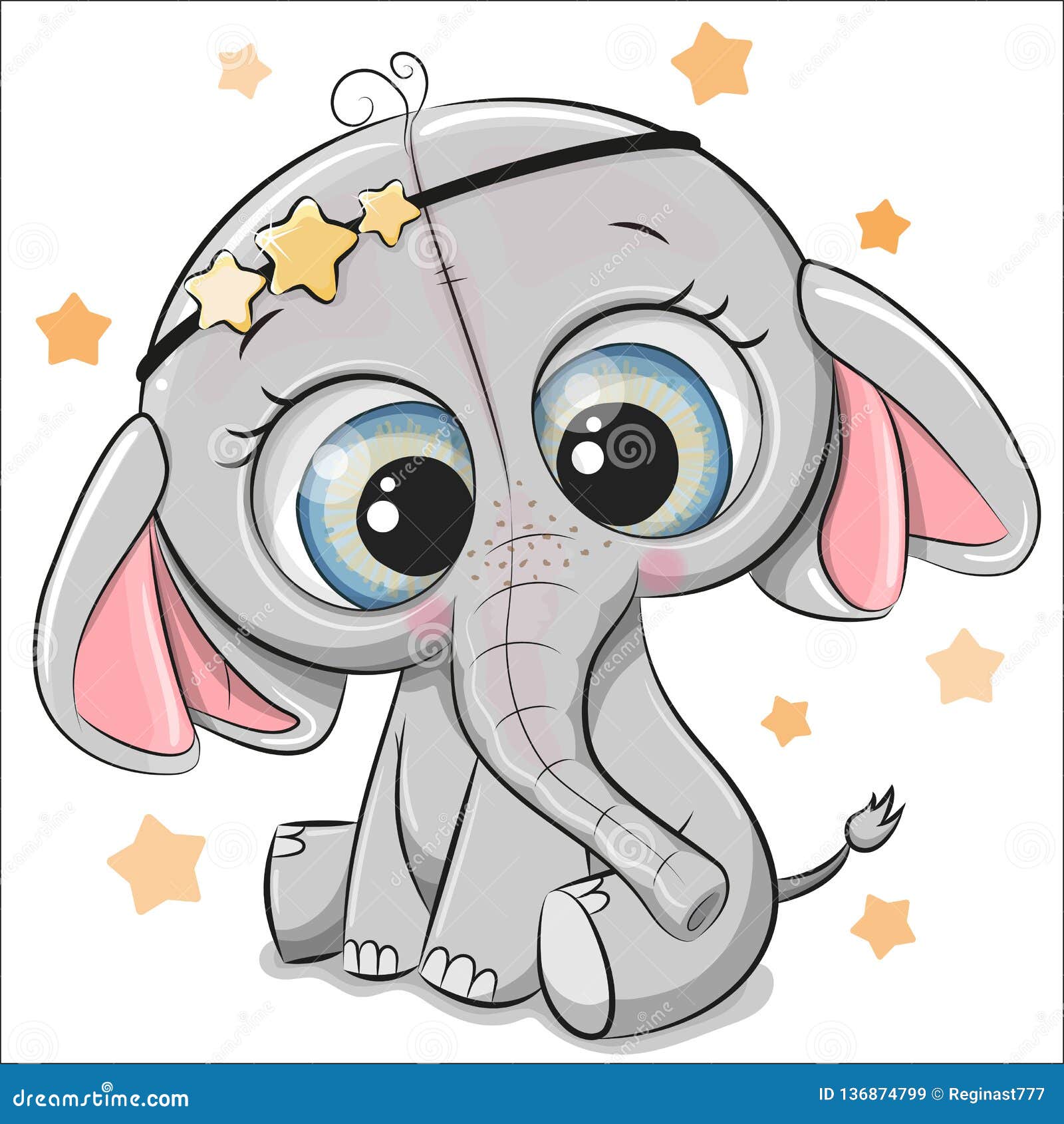 Cute Elephant Isolated on a White Background Stock Vector - Illustration of  luck, nose: 136874799