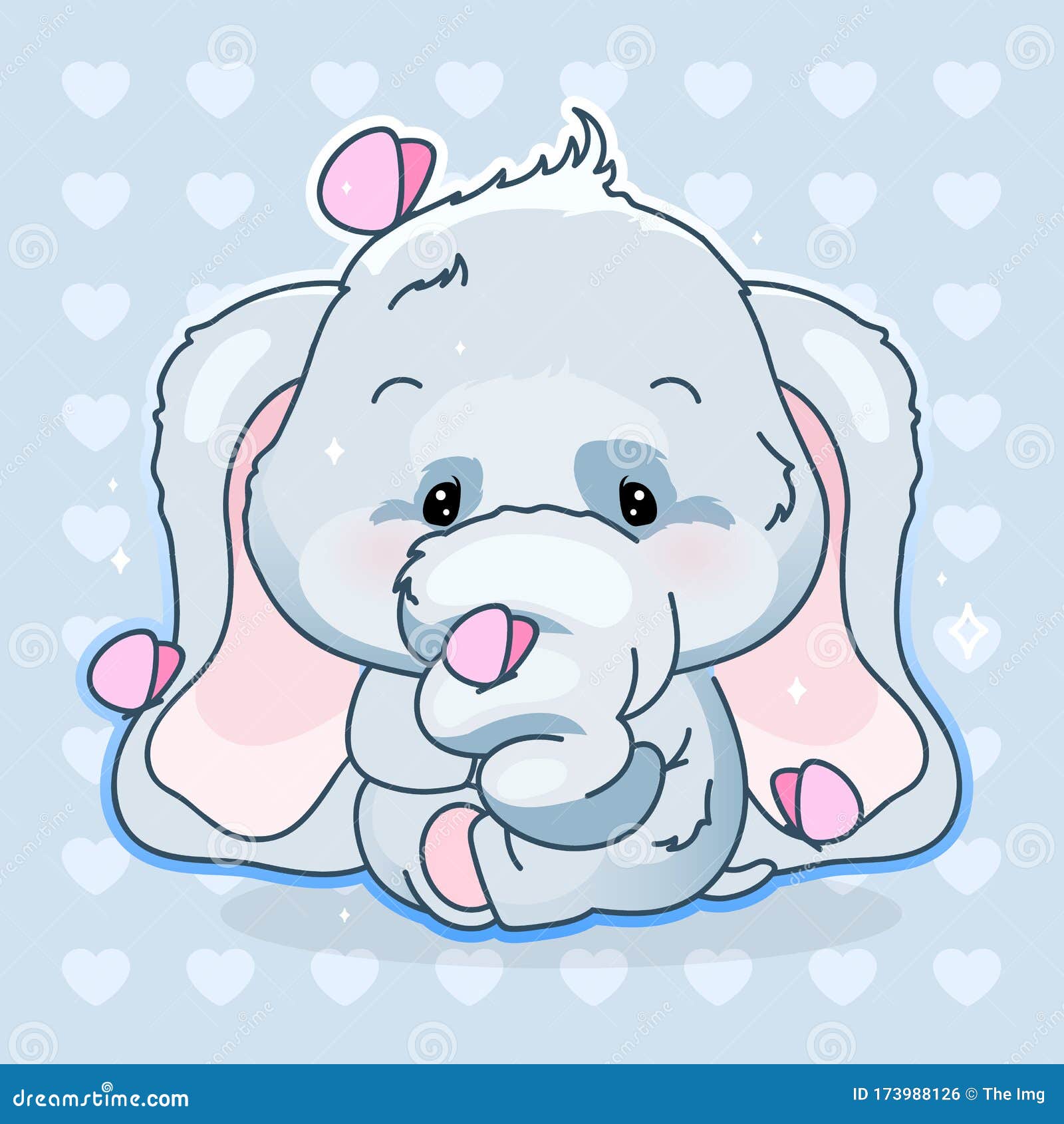 Cute elephants kawaii cartoon characters set. Adorable and funny animal  different poses and emotions isolated sticker, patch, kids illustration.  Anime baby girl elephants emoji on pink background 4816703 Vector Art at  Vecteezy