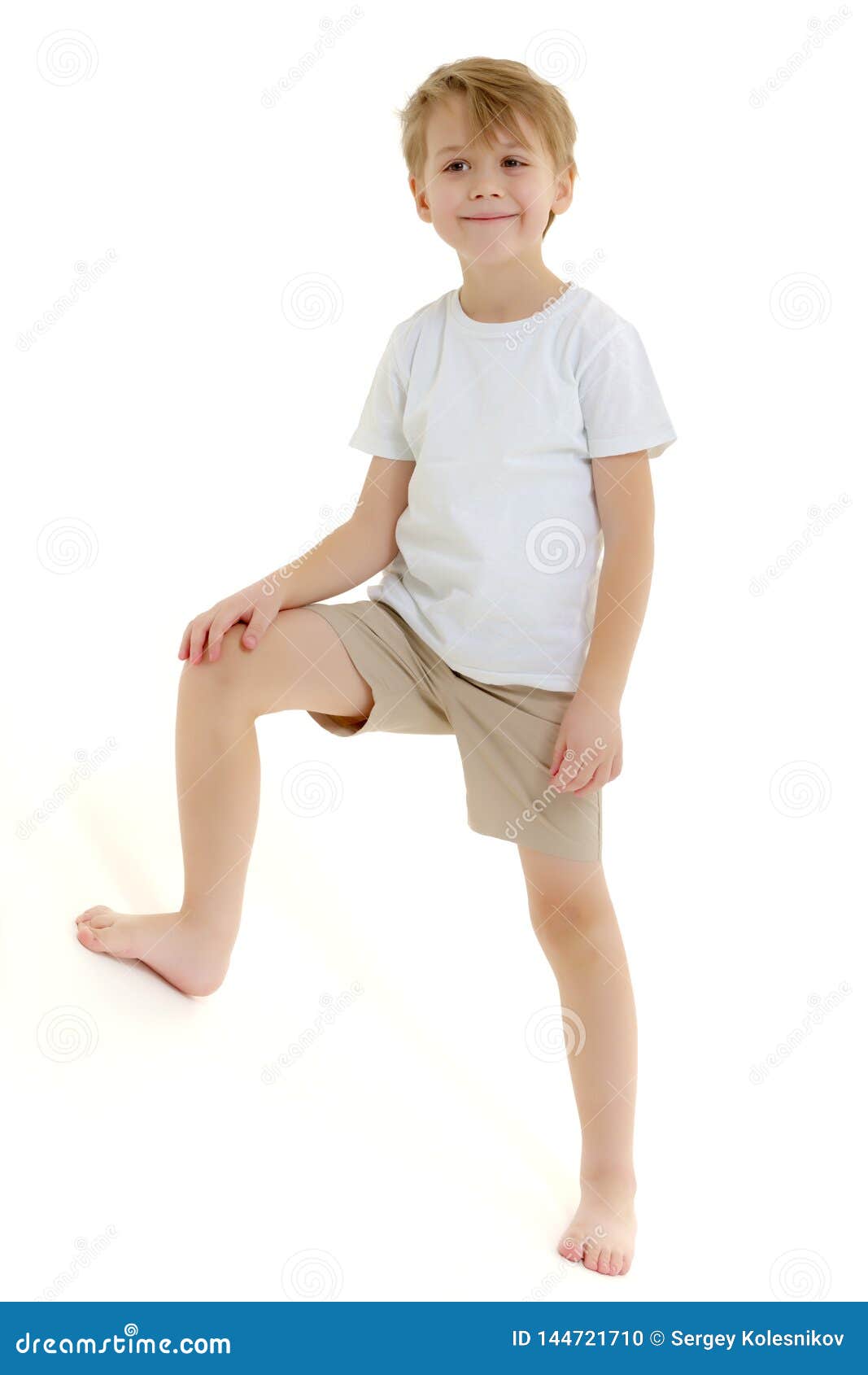 Emotional Little Boy in a Pure White T-shirt. Stock Photo - Image of ...