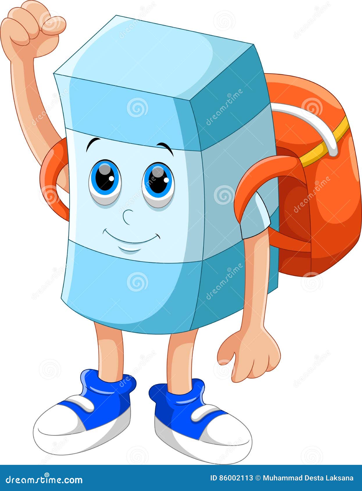 Cute Eraser Cartoon with Backpack Stock Illustration - Illustration of  happy, clean: 86002113