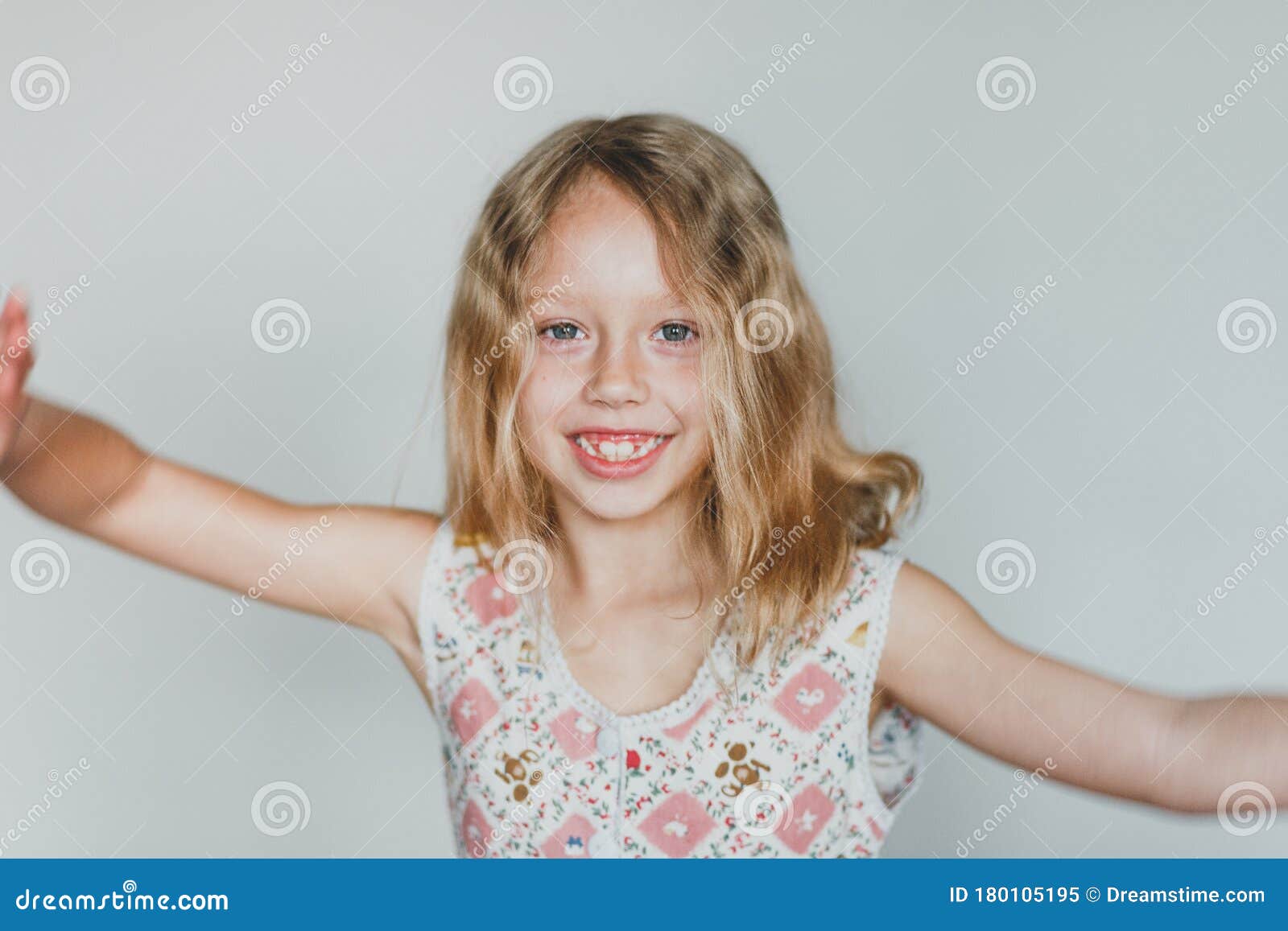 Cute European Teen Girl On A Gray Background Clear S