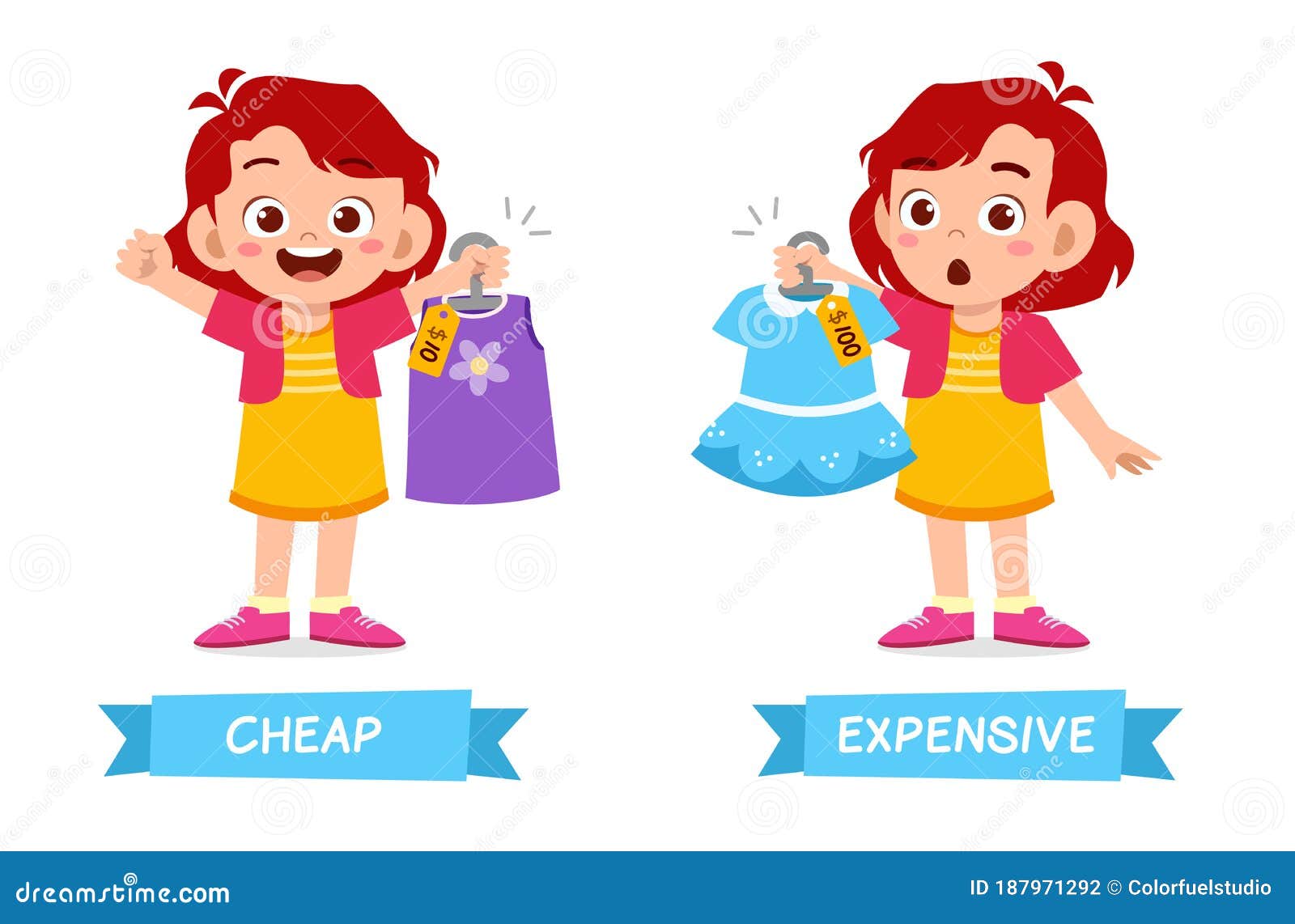 Cute Example Of Opposite Word Antonym For Kid Stock Vector