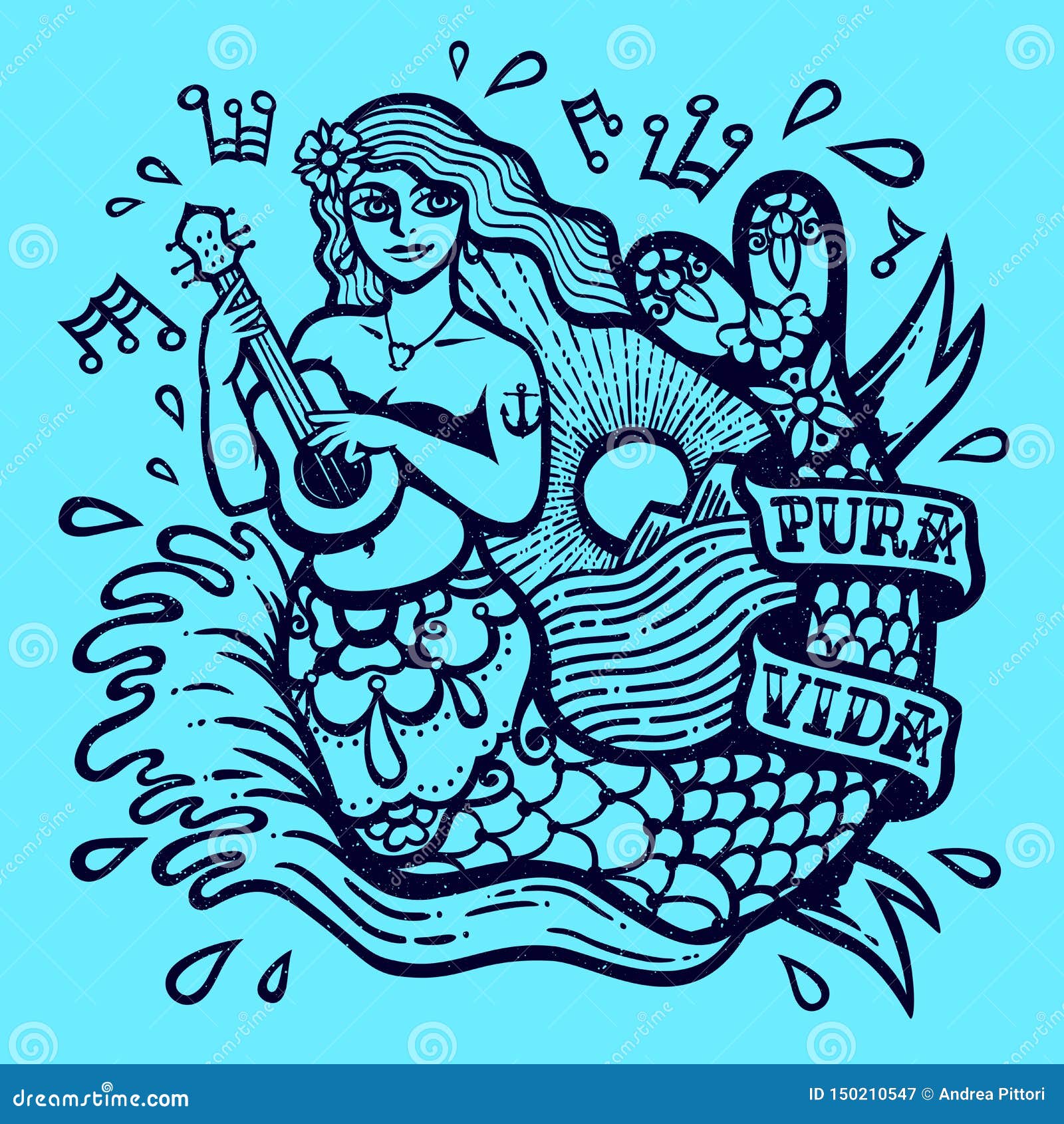 SUN FREEDIVER Line Drawing Vinyl Decal Sticker, Underwater Fishing