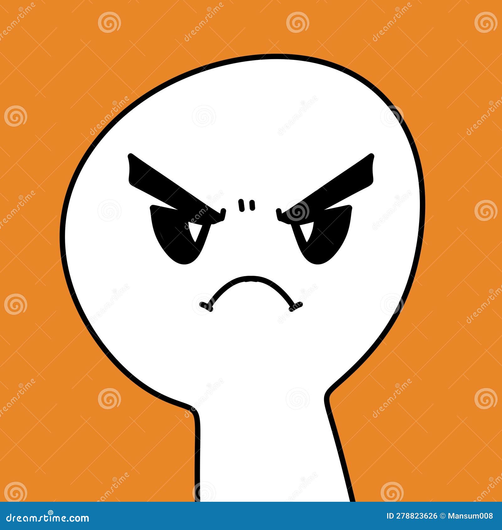 Cute Face Cartoon on Orange Background Stock Illustration