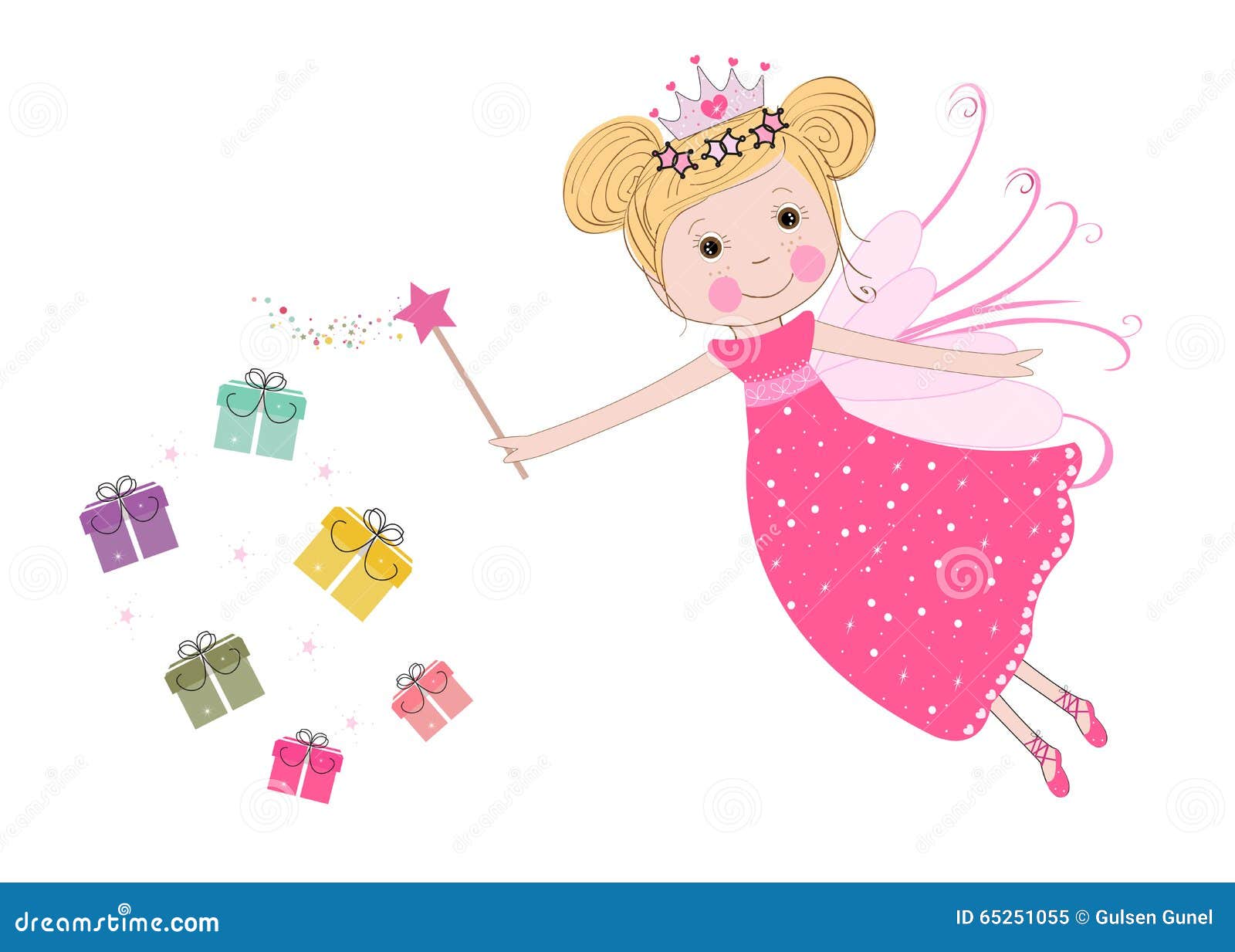 Cute Fairy Tale with Colorful Gift Box Vector Background Stock Vector