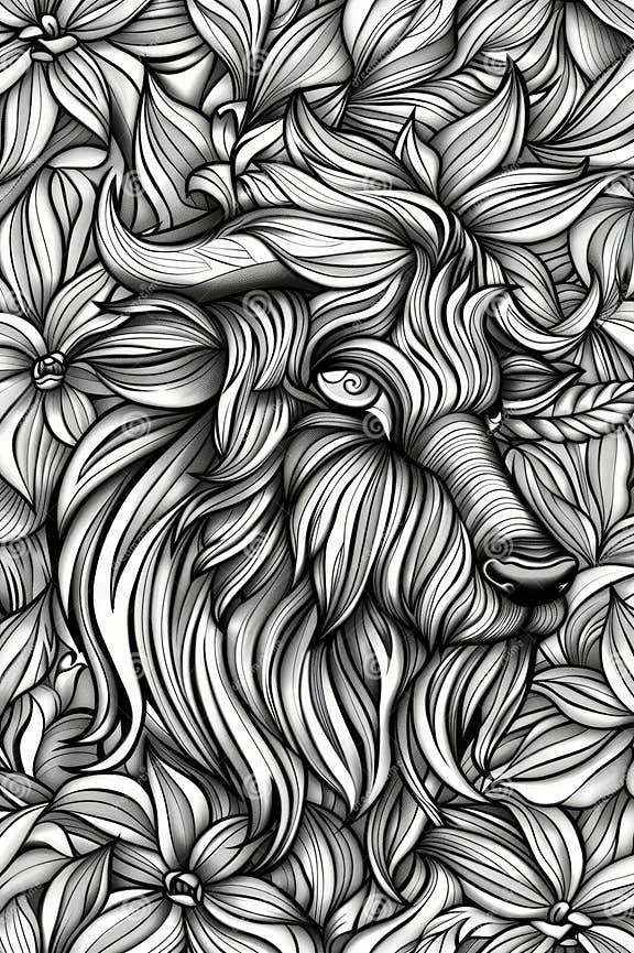 Cute Farm Animal Colouring Page, Kid Cartoon Style, Black and White