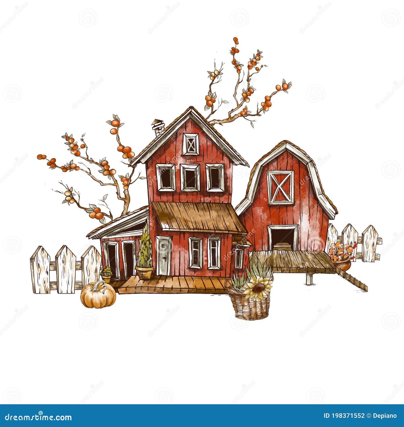 Barnyard Vintage Illustration Cartoon Vector | CartoonDealer.com #163232079