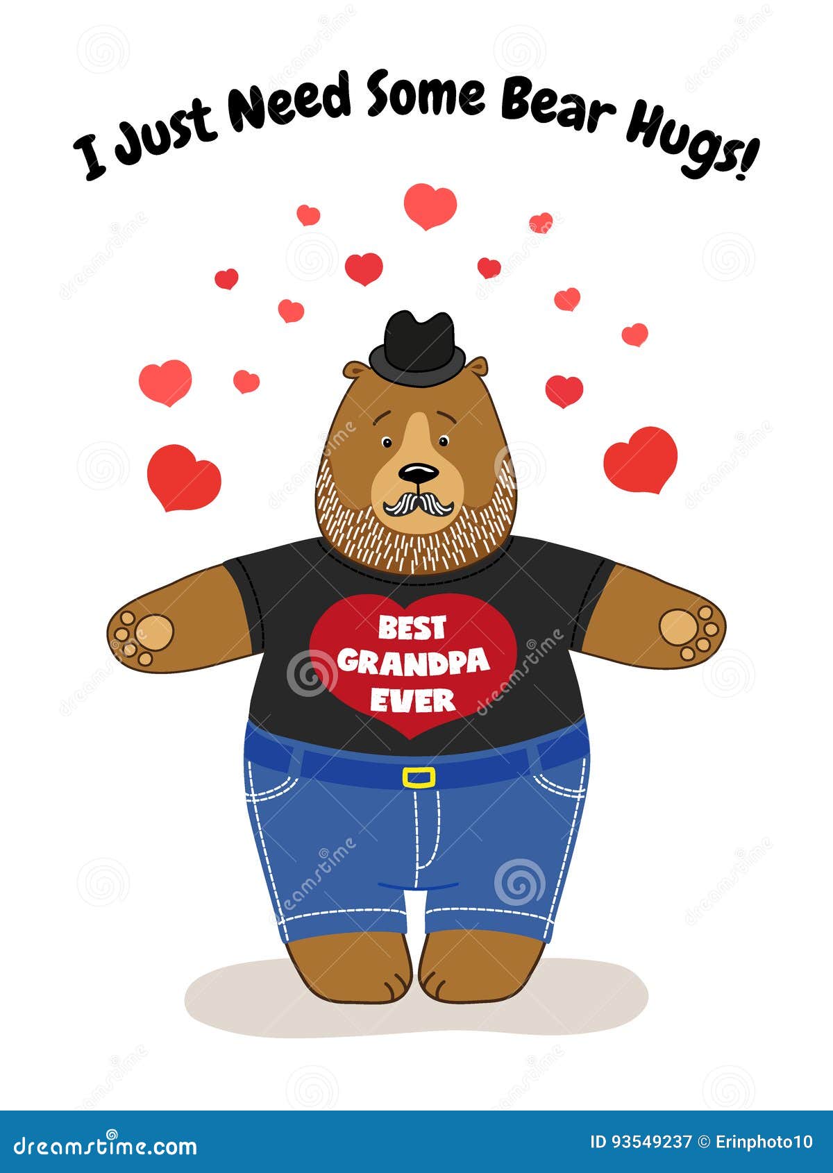 Download Cute Father`s Day Card With Grandpa Bear Waiting For Hugs ...