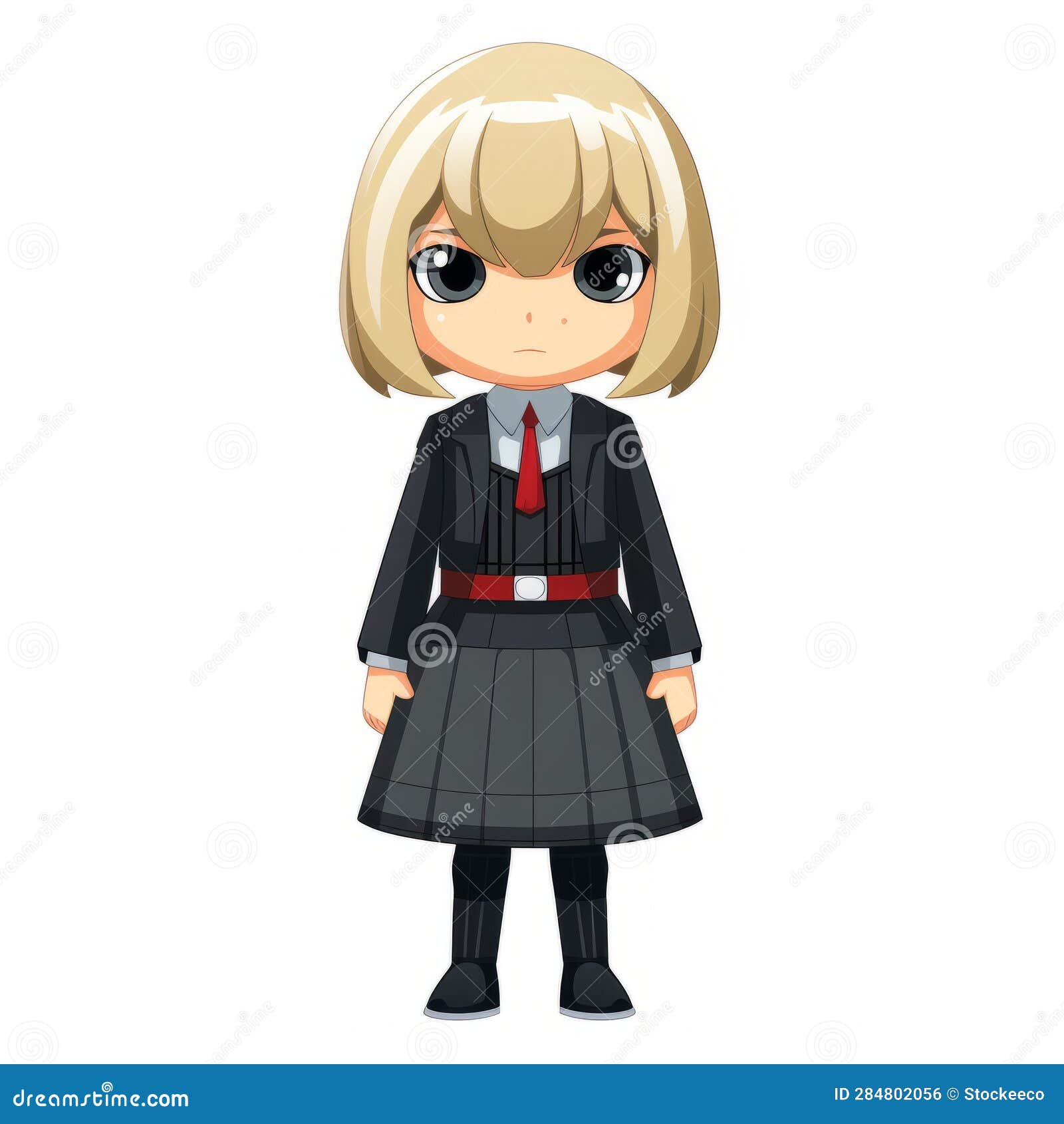 cute female anime character in unique rubber school uniform