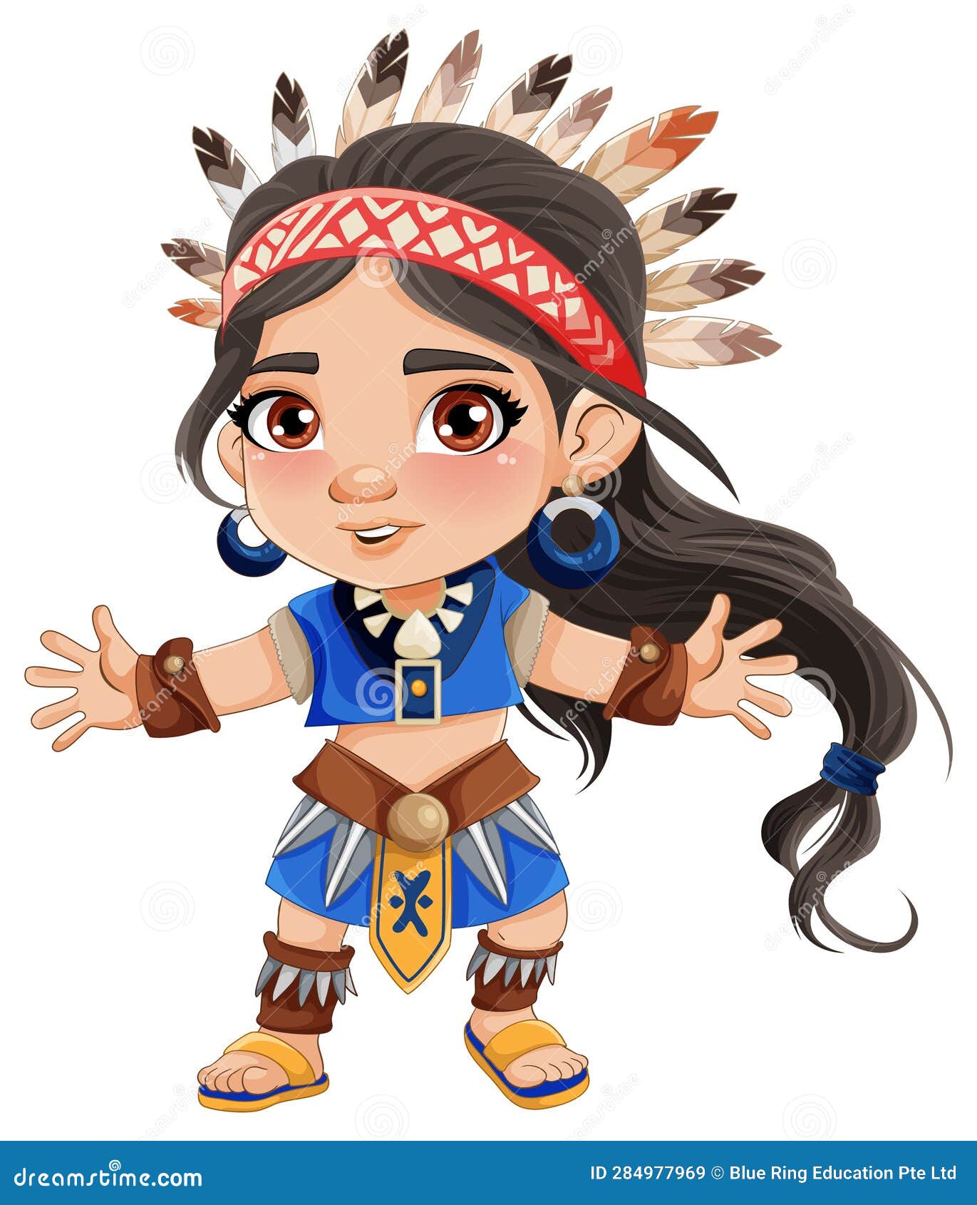 Cute Female Native American Cartoon Character Stock Vector ...