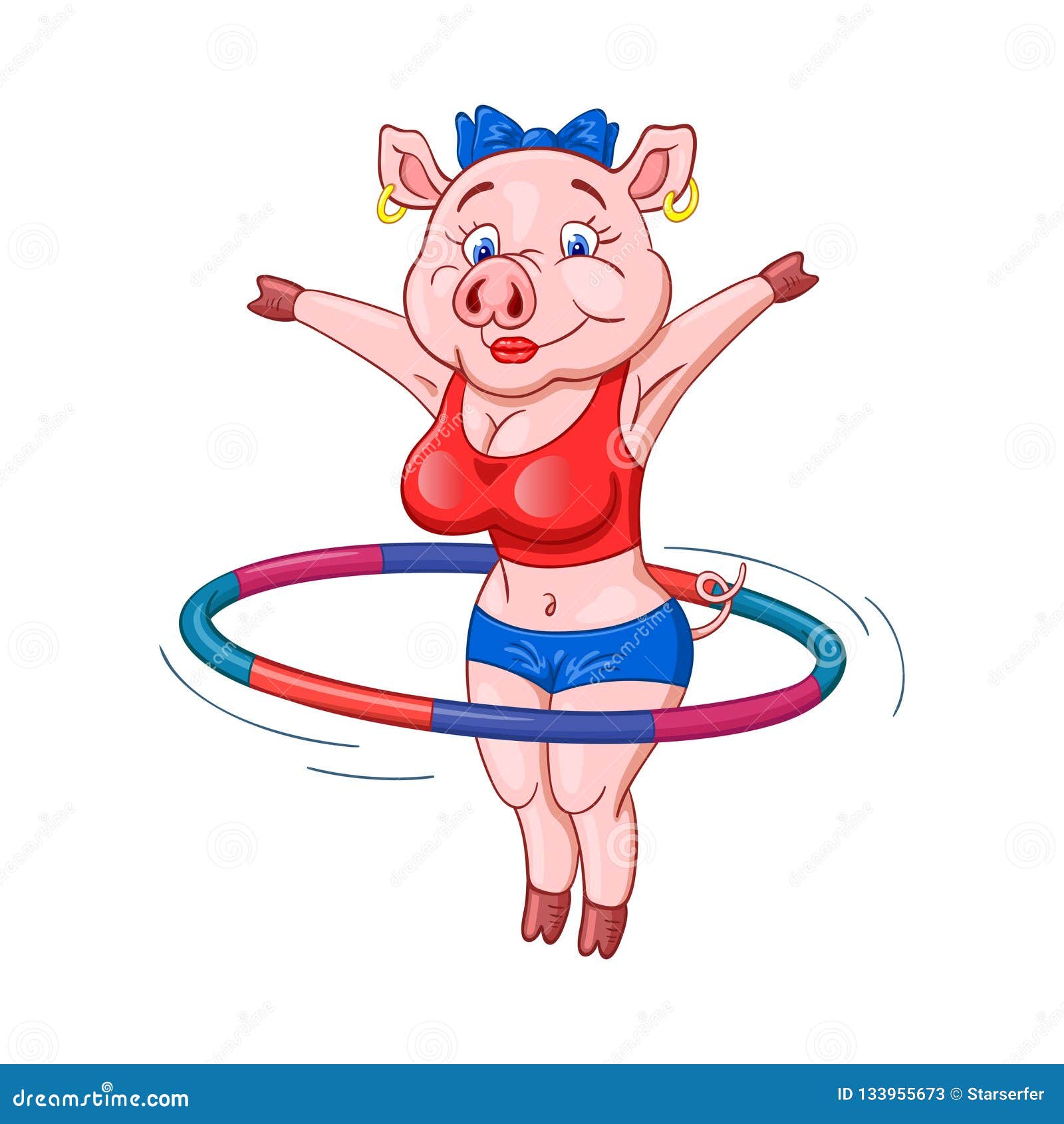 Cute Female Pig in a Fitness Sportswear Makes Exercise with Hula Hoop Stock  Vector - Illustration of cheerful, bust: 133955673