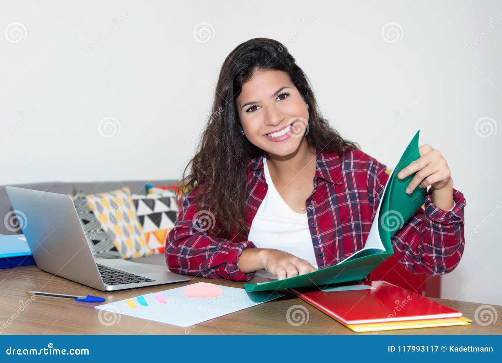 Cute Female Student Preparing For Exam Stock Image Image Of Desk