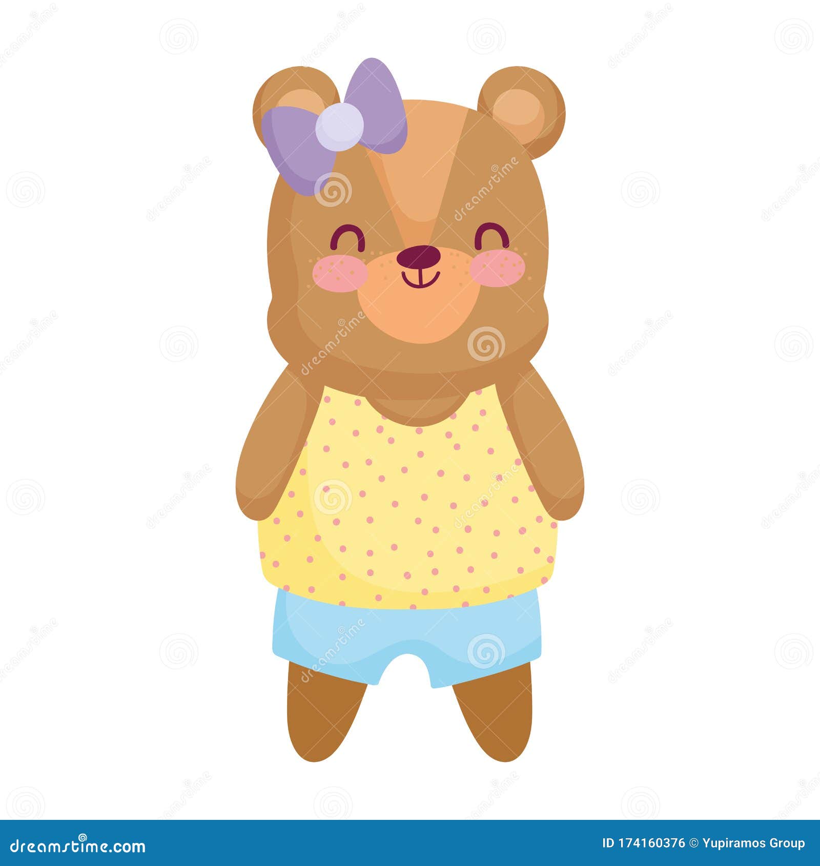 Cute Female Teddy Wearing Clothes Animal Cartoon Stock Vector -  Illustration of positive, female: 174160376