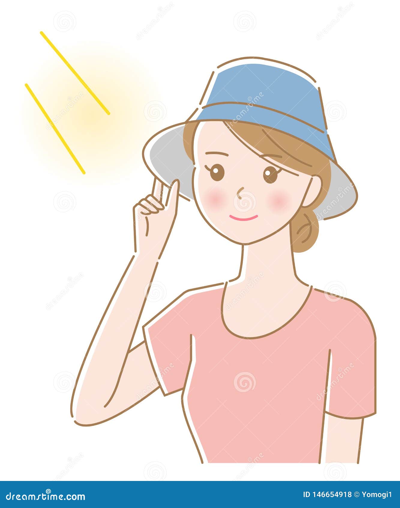 Ultraviolet Rays and Young Woman with Hat. Uv Protection and Health Care  Concept Stock Vector - Illustration of skin, cute: 146654918