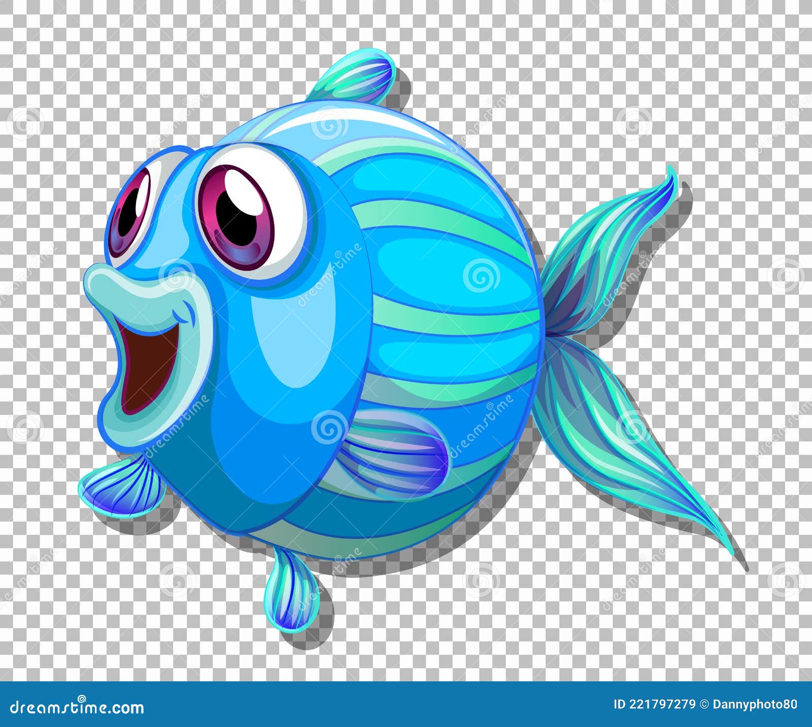 Cute Fish with Big Eyes Cartoon Character on Transparent Background Stock  Vector - Illustration of feeling, blue: 221797279