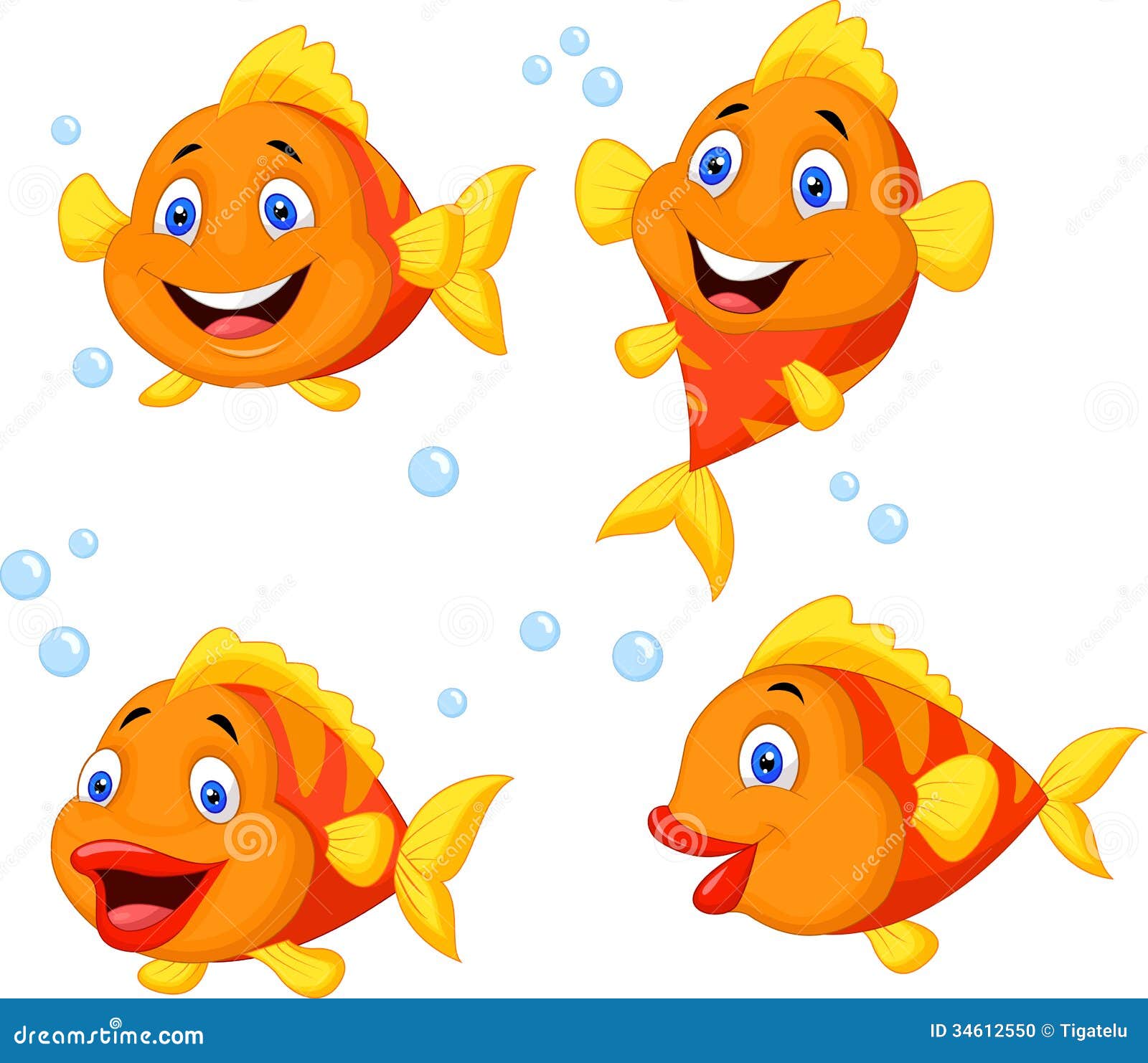 Cute Fish Cartoon Collection Set Stock Vector - Illustration of smile,  adorable: 34612550