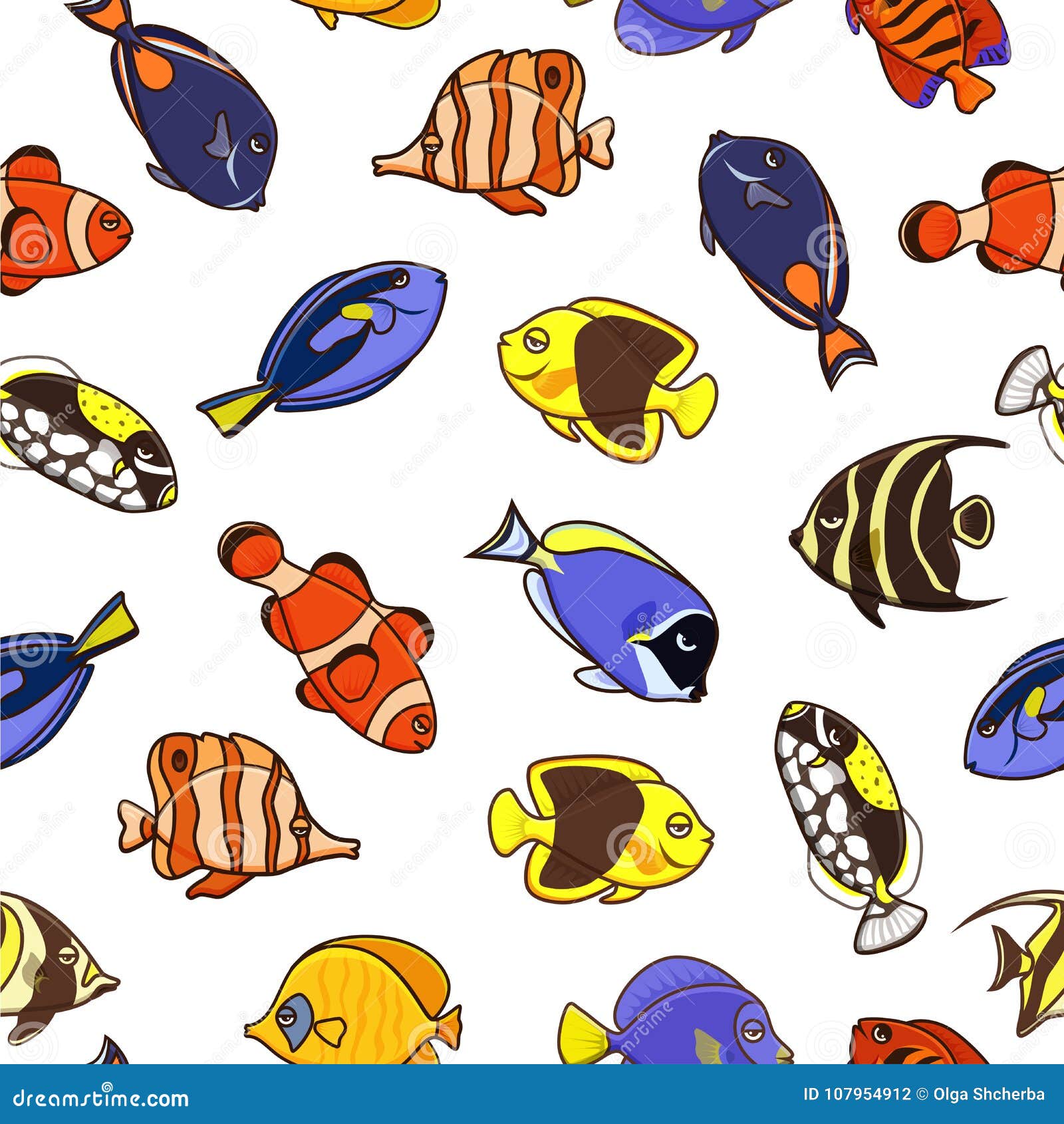 Download Cute Fish Vector Illustration Icons Set. Tropical Fish ...