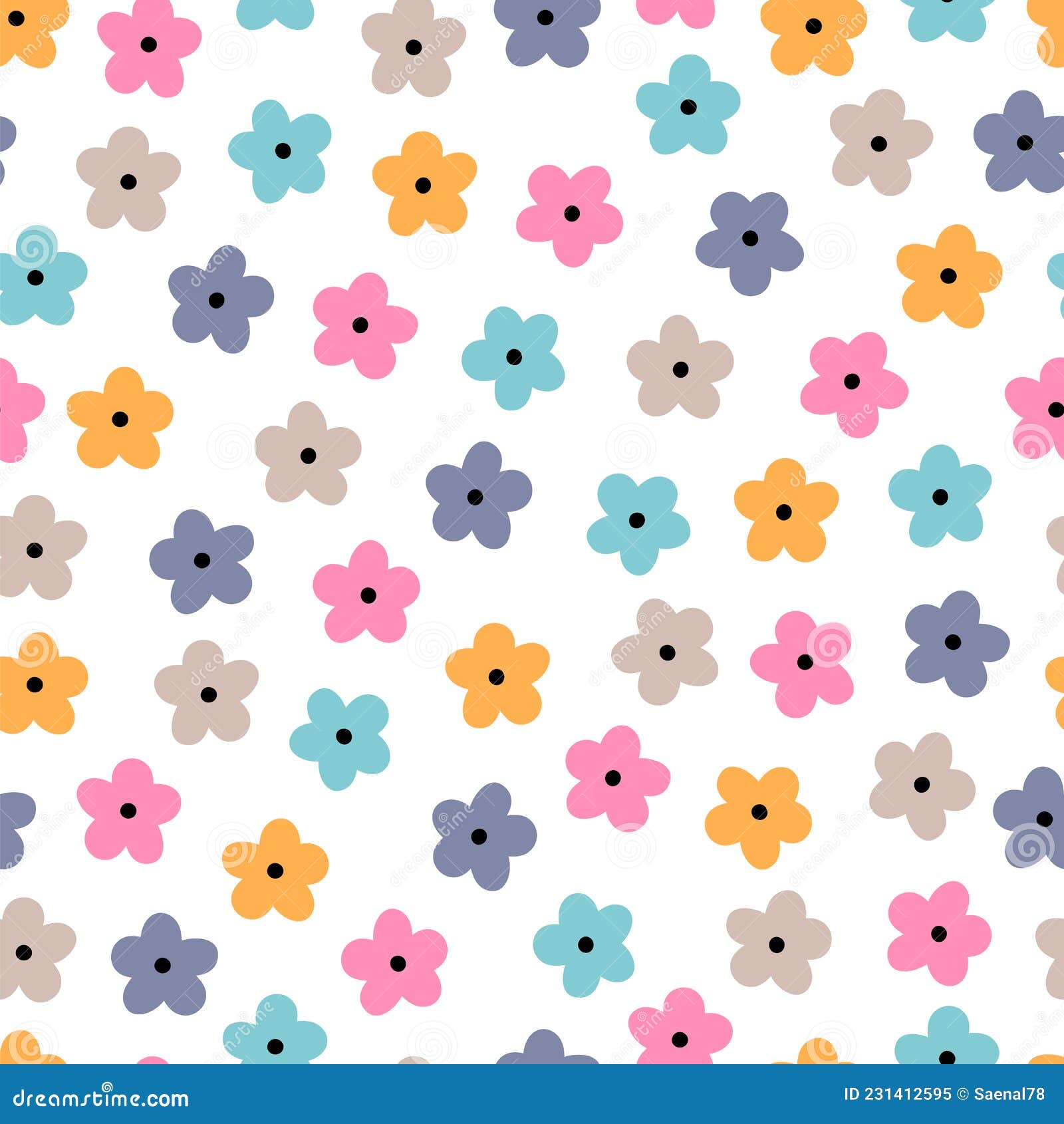 Seamless pattern carton with cute little flower. for fabric print, textile,  gift wrapping paper Stock Vector