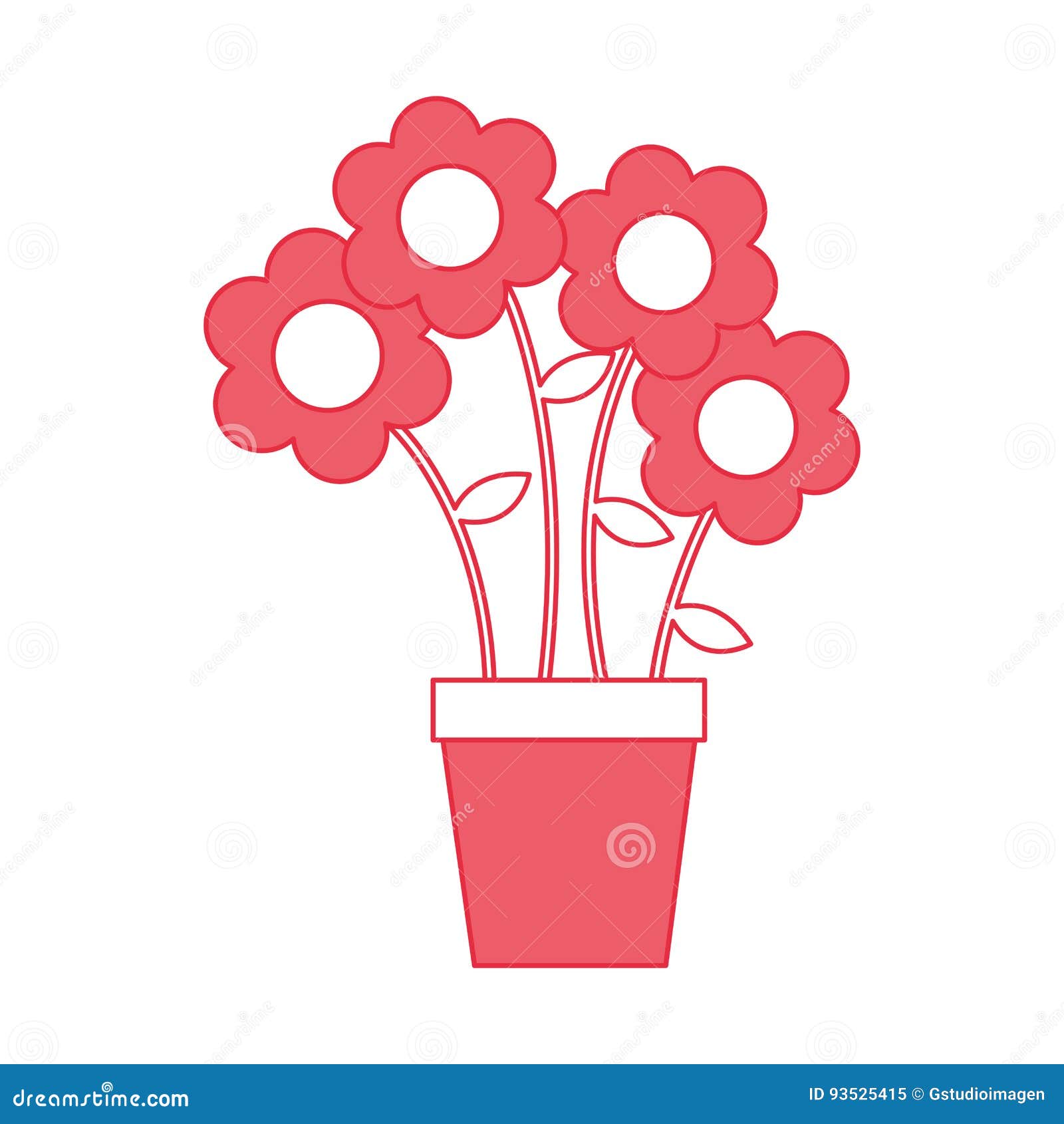 Cartoon Drawing Blue Flower Pot Design With Commercial Elements PNG Images  | PSD Free Download - Pikbest