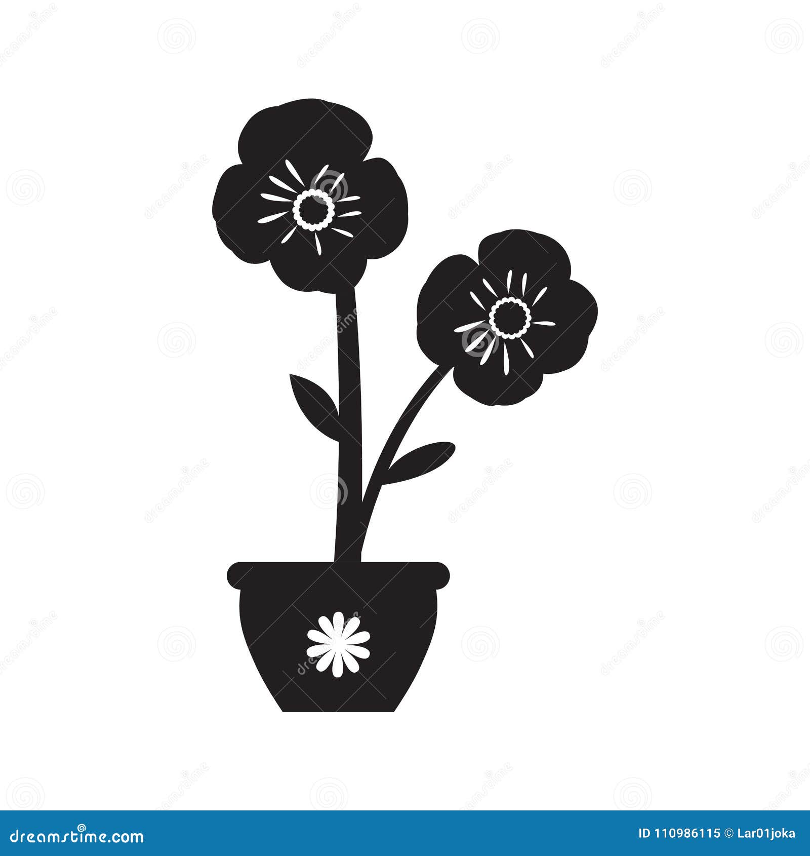 Download Cute Flower On A Pot Silhouette Stock Vector ...