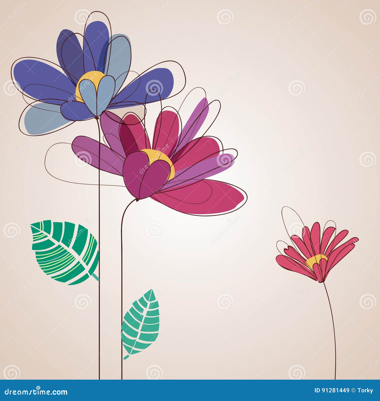 Cute flowers card stock vector. Illustration of greeting 91281449