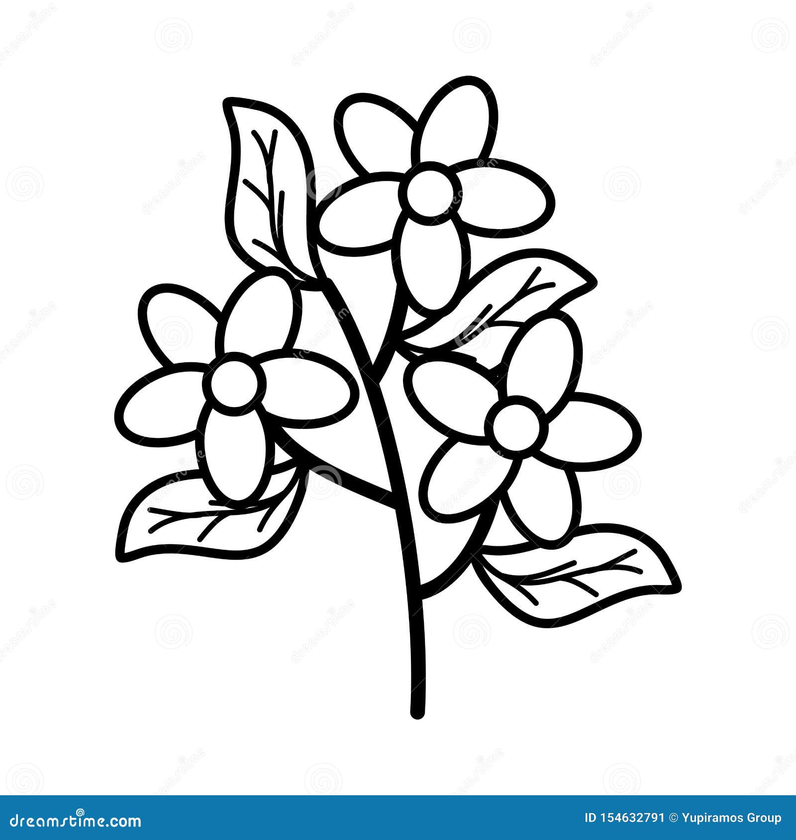 Cute Flowers And Leafs Garden Plant Decorative Icon Stock ...