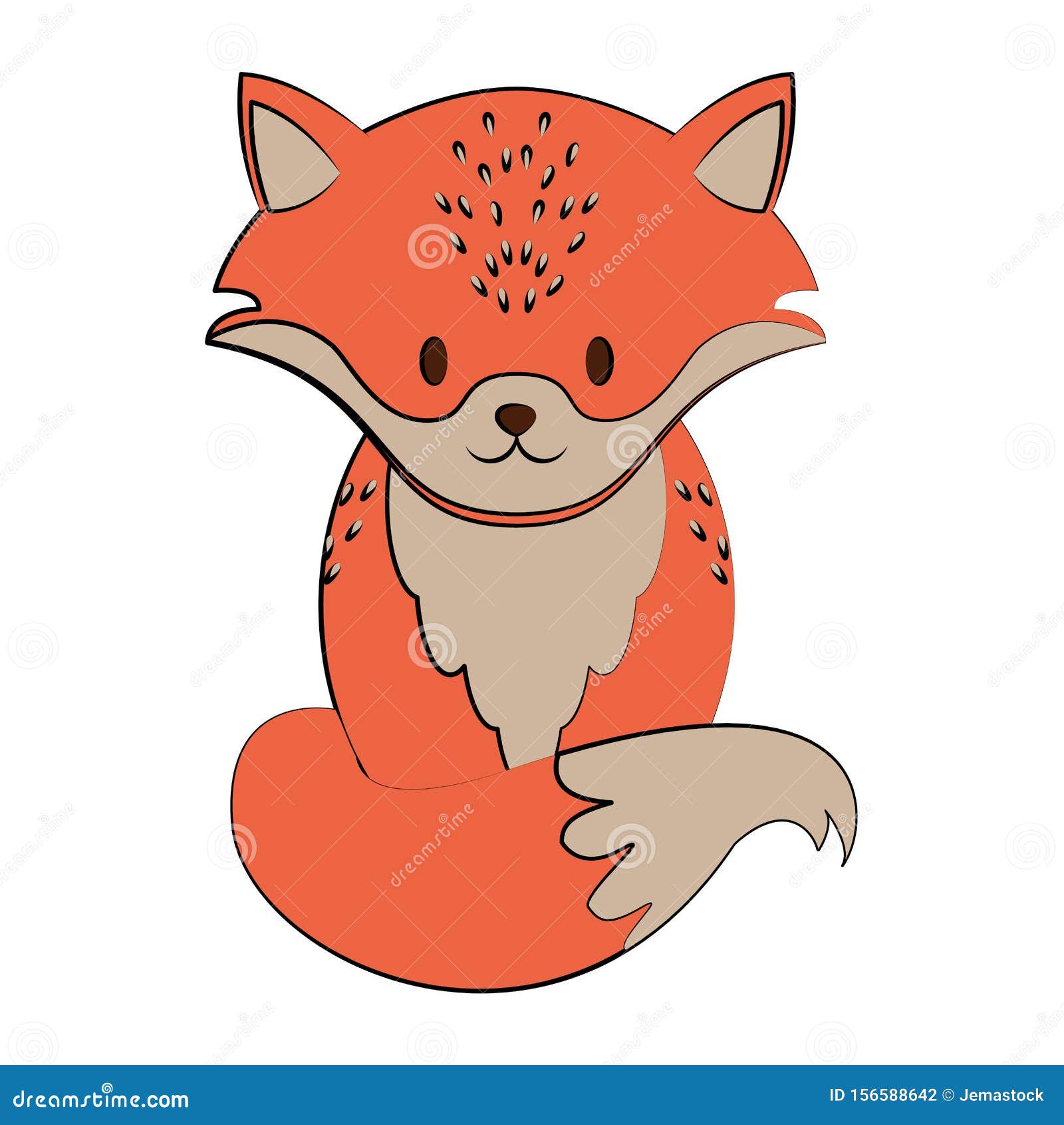 Cute Fox Animal Cartoon Isolated Stock Vector - Illustration of happy ...