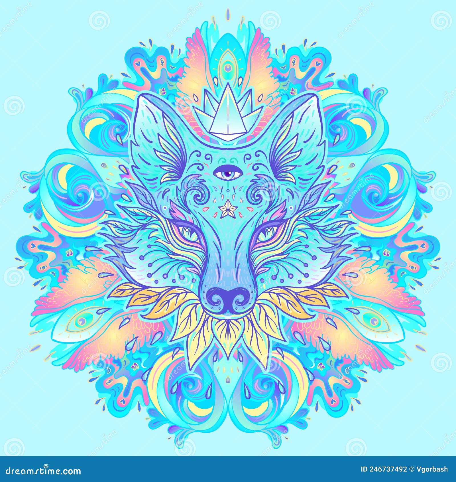 Vector Illustration Line Art Tattoo Sketch With Wild Animal And Mandala  Pattern Royalty Free SVG Cliparts Vectors And Stock Illustration Image  94504564